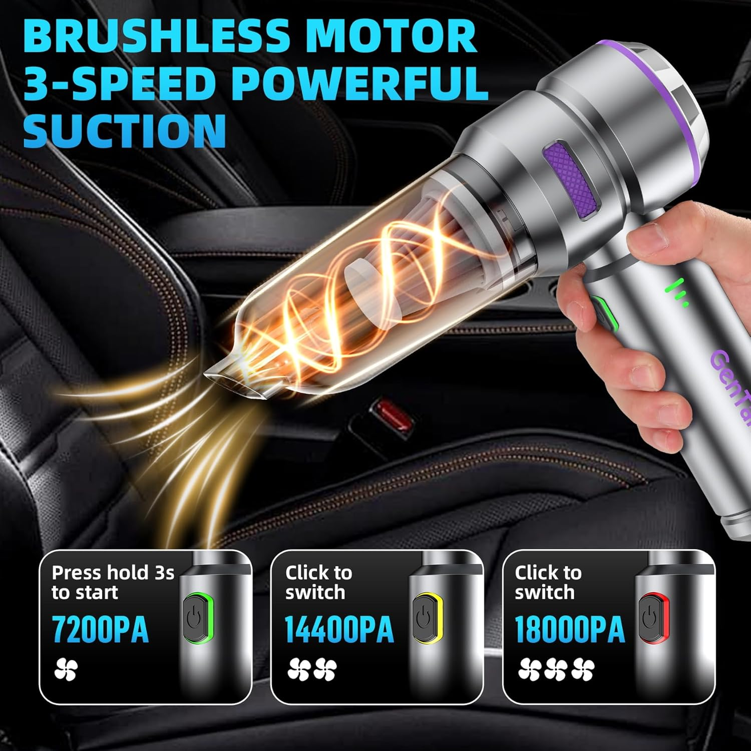 Gentant - Portable Hybrid Electric Vacuum Cleaner for Home and Office, Small image number 3