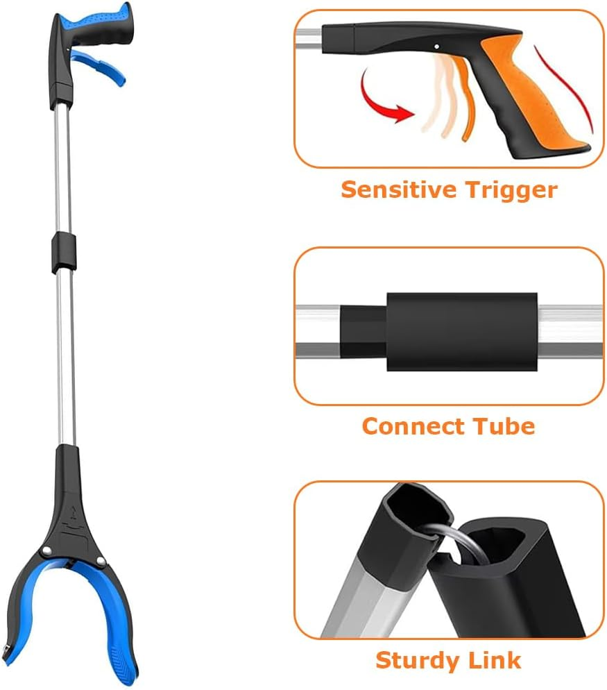 2-Pack Grabber Reacher Tool, Foldable Grab Utensils, Pickup Assistance Tools,With 360&deg; Rotating Jaw and Magnet, Trash Picker, Lightweight Grabbers, for Seniors image number 6