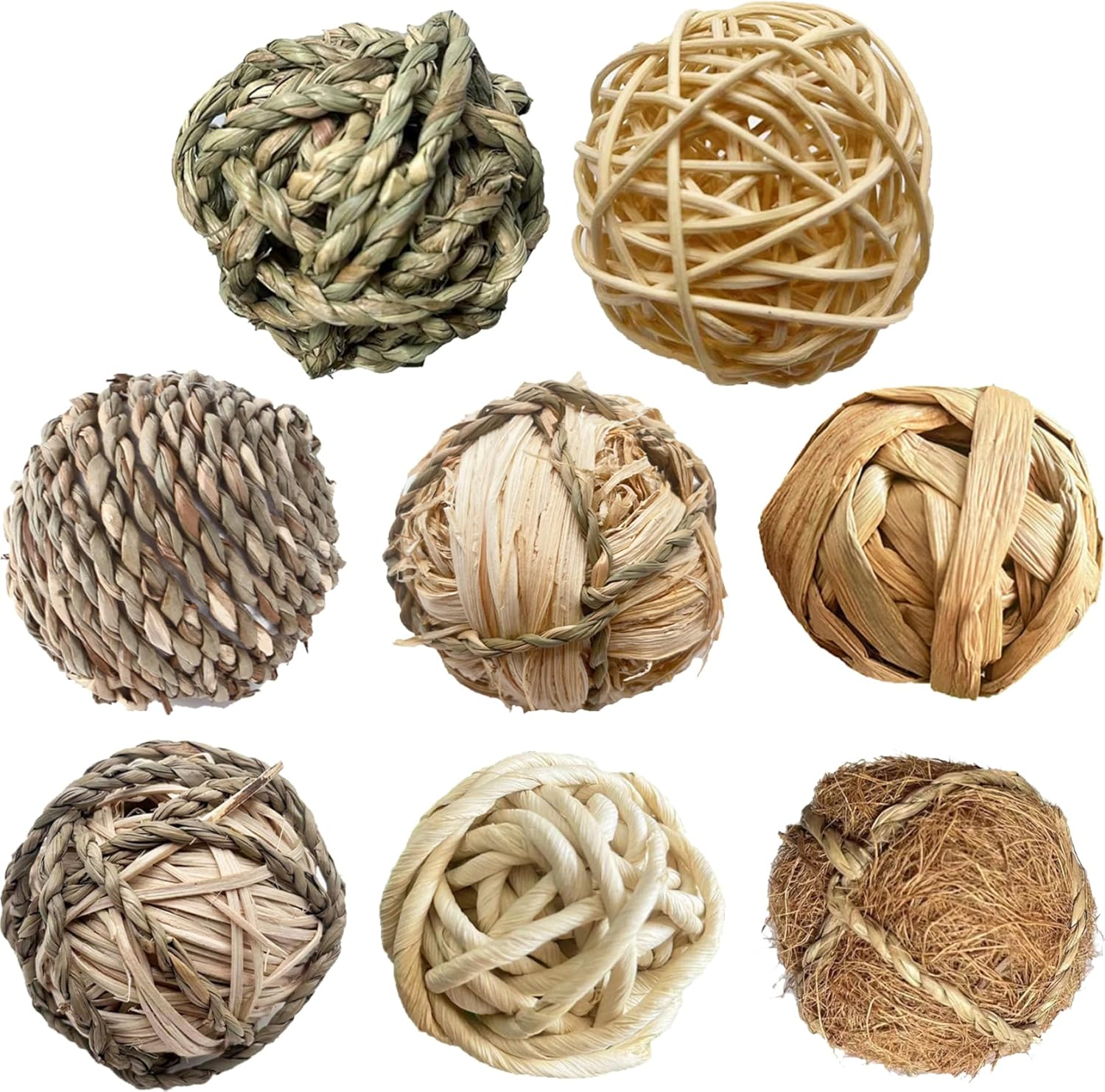 8Pcs Natural Safe Rabbit Chew Toys, Small Pet & Young Animal Chew Bunny Toys, round Hamster Ball, Guinea Pig & Chinchilla Toys, 8 Count, Unscented, Not Water Resistant, Outdoor Use image number 1