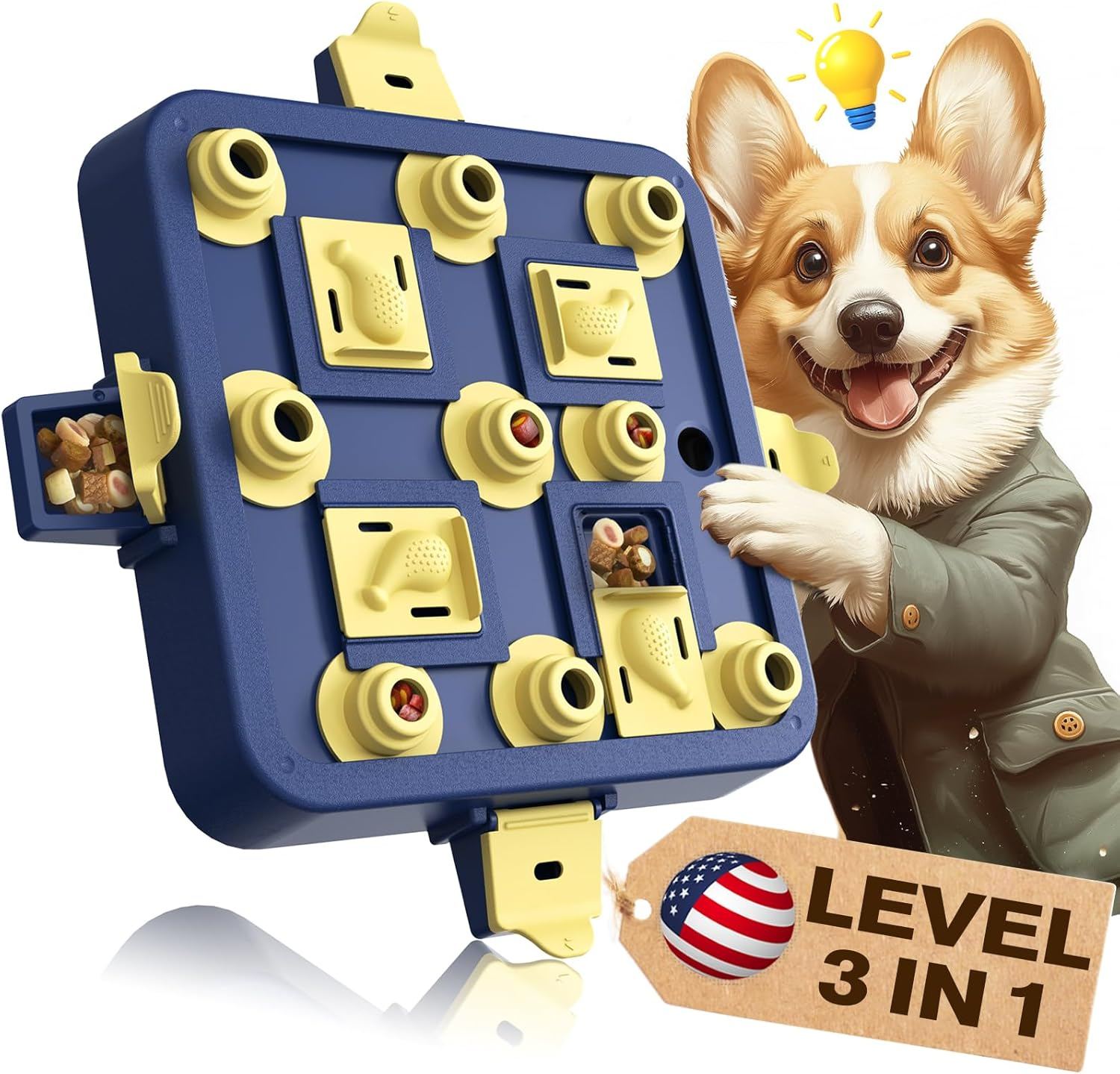 KADTC Dog Chess Puzzle Toy Level 3 in 1 for Small/Medium/Large Dogs Puppy Brain Stimulation Mind Stimulating Cognitive Toys Keep Them Busy Boredom Buster Best Treat Food Puzzles Interactive Smart Game image number 5