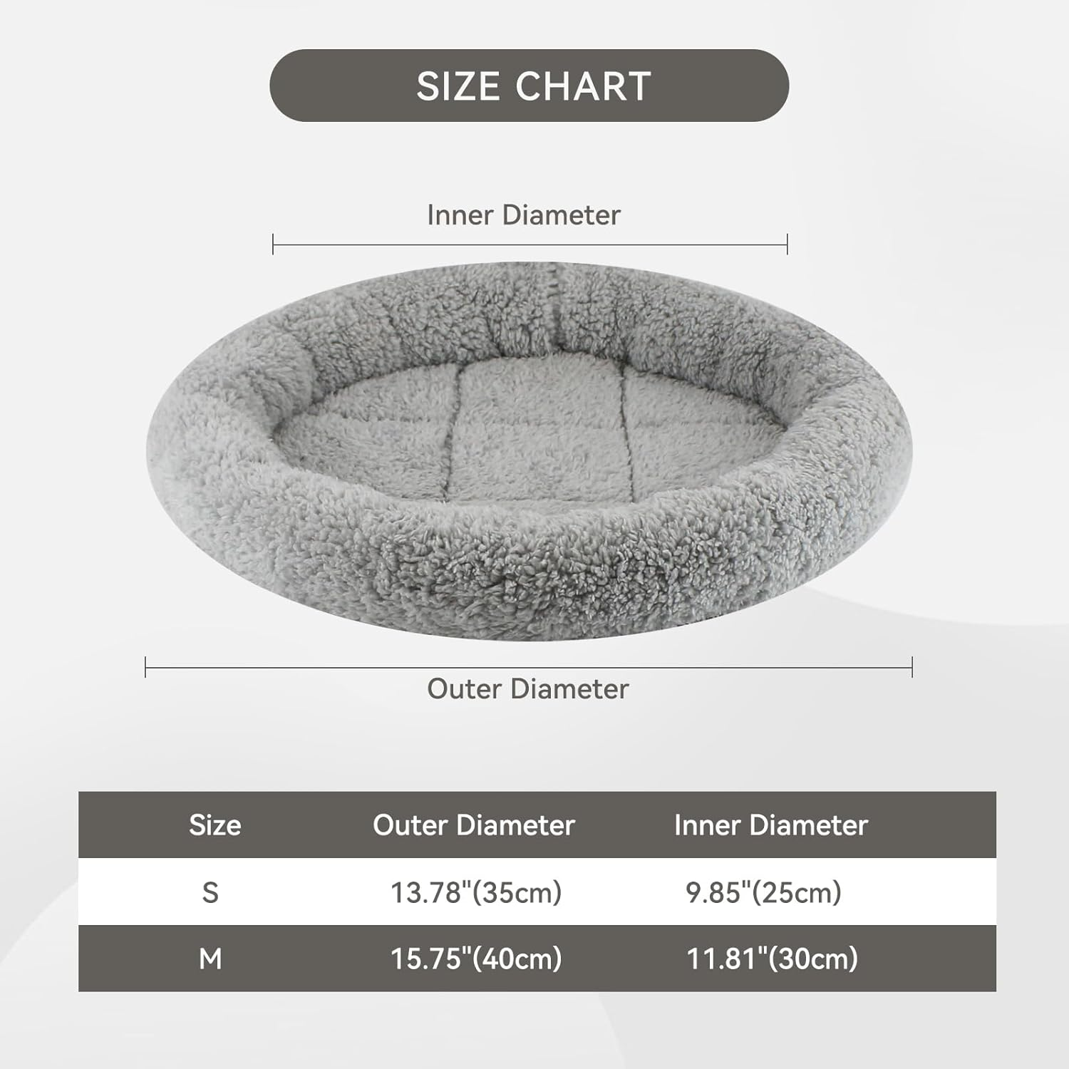 PETLESO Pet Bed, Dog Beds, Cushion for Cats, Ultra Soft Non-Slip Underside, Cat Beds, Dog Crate Bed, Suitable for Small and Medium Pets (Grey) - 40 Cm image number 3