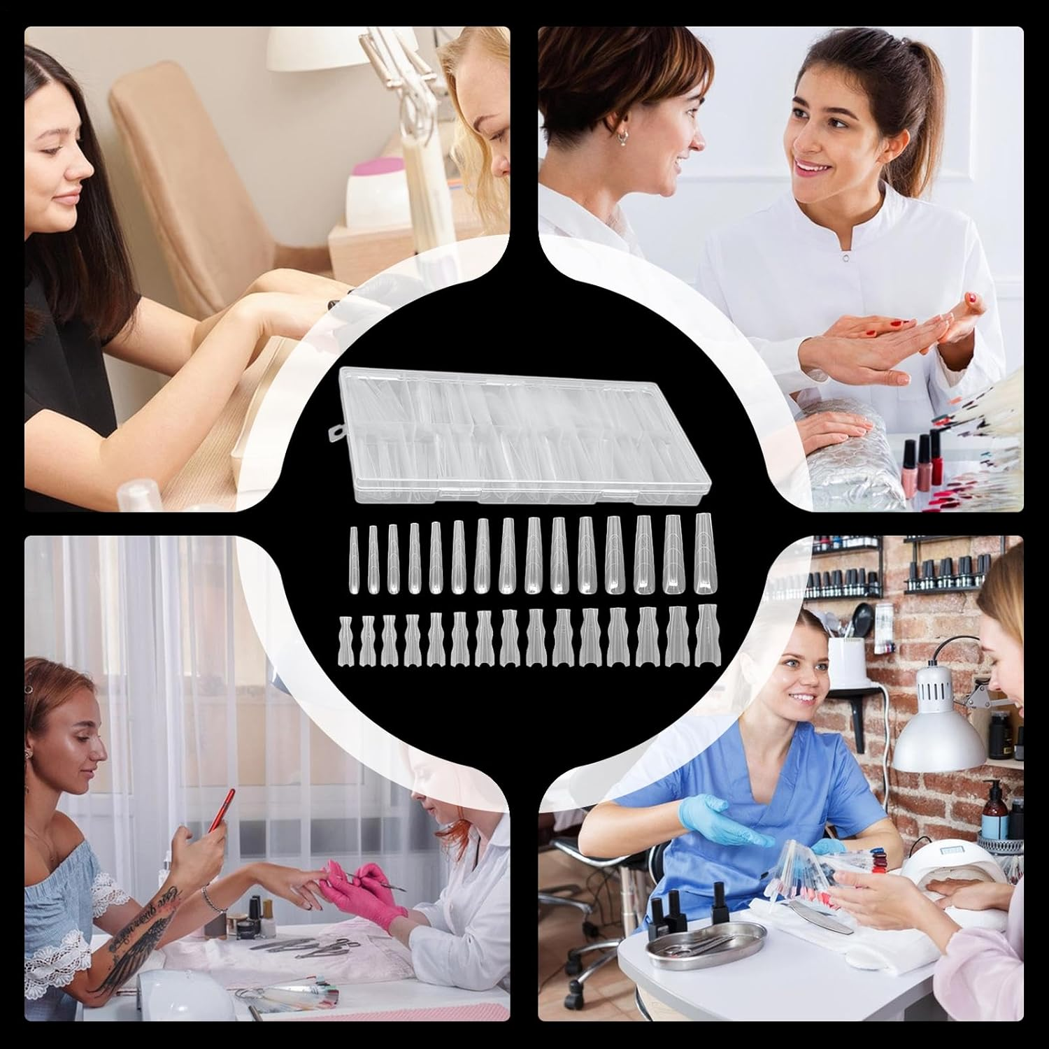 Nail Forms - Clear Sandwich Structure Beauty Supplies - Soft Gel Nail Tips - for Home Family Travel Holiday Salon Spa Wedding Bridal Pedicure Beauty Makeup image number 1