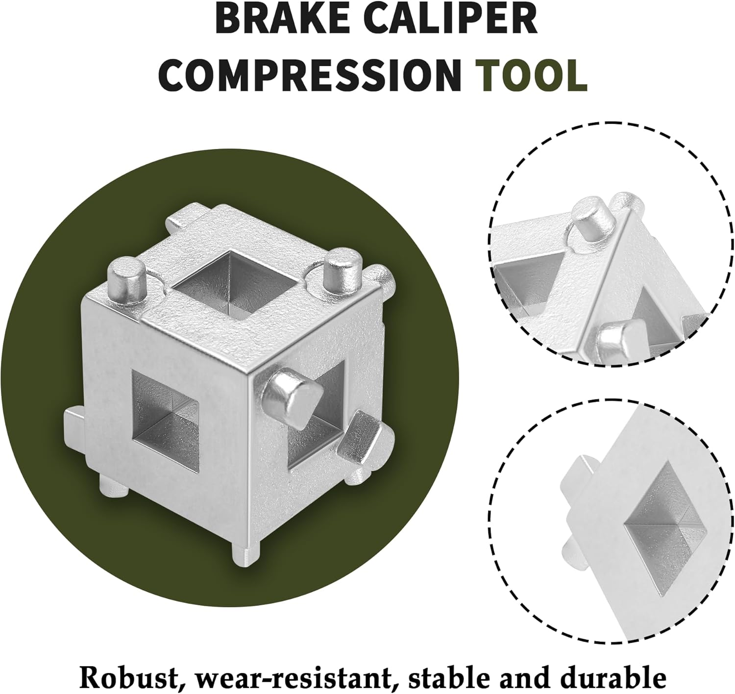 Cube Brake Caliper Compression Tool,Steel Brake Caliper Tool Car Rear Disc Brake Piston Tool,Specialized Car Accessories Brake Piston Tool Adaptor Fits 3/8" Square Driver image number 2