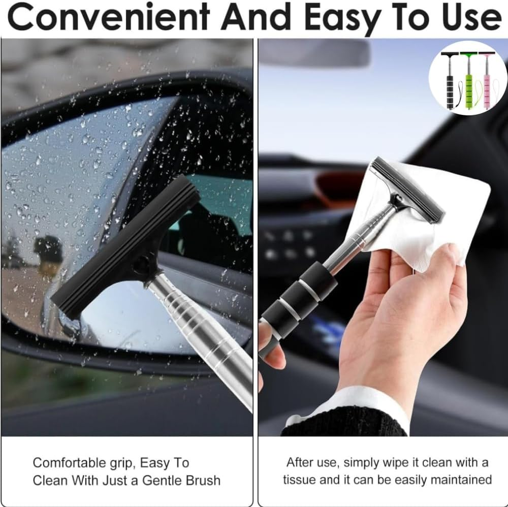Car Rearview Mirror Wiper, 3 Pcs Portable Side Mirror Squeegee, Multifunctional Car Squeegee, Retractable Window Squeegee, Cleaning Tool for Windows, Mirrors image number 5