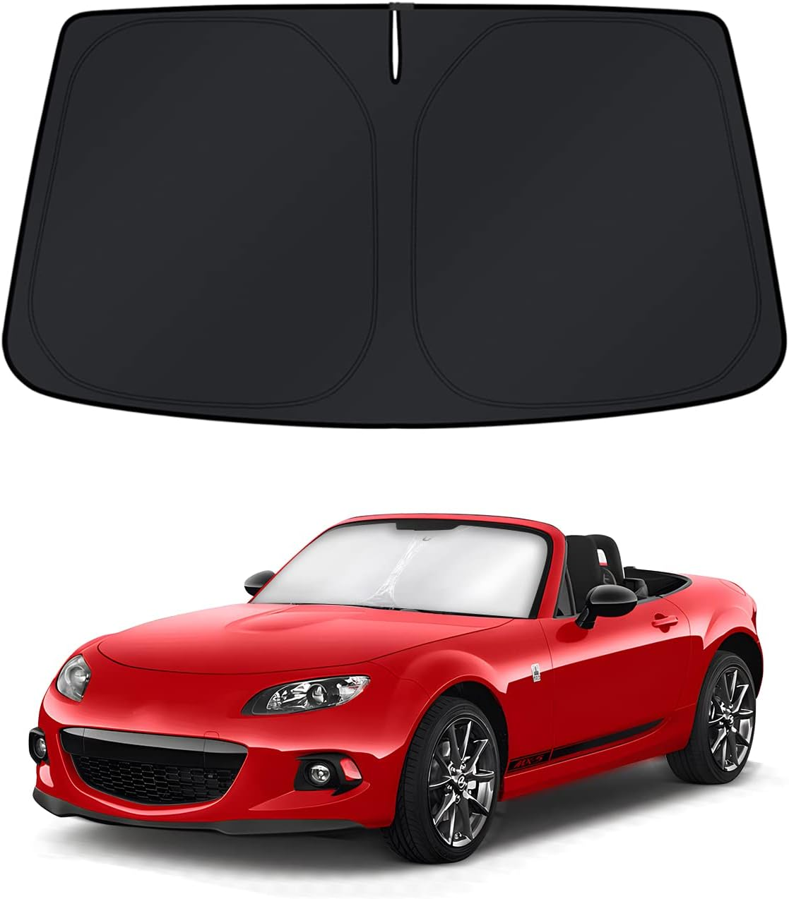 KUST Windshield Sun Shade for Mazda MX-5 Miata Convertible 2017 2018 2019 MX5 Window Sunshade Sun Visor Protector Foldable Blocks UV Rays Keep Your Car Cooler image number 2