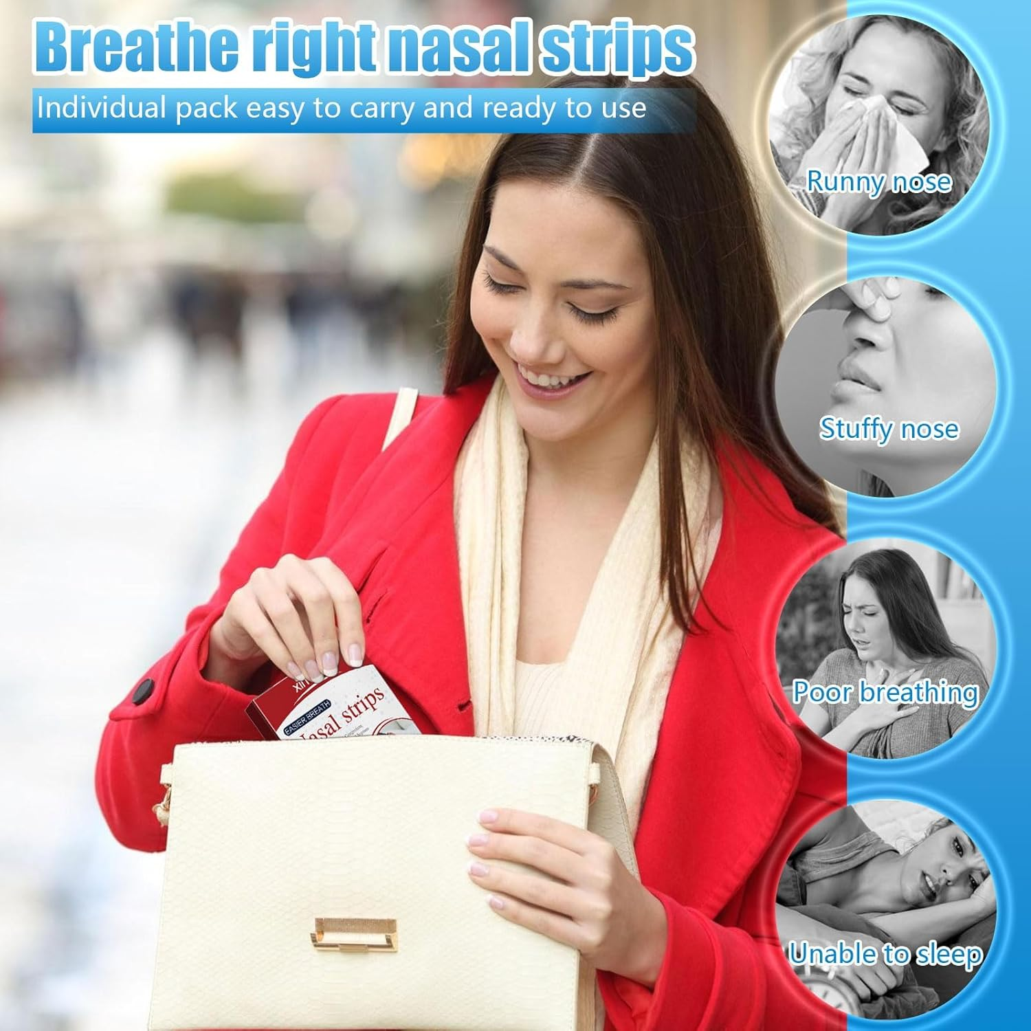 Nasal Strips, 52 Pcs Elastic Nasal Strips for Snoring, Nose Strips for Breathing Instant Relieves Nasal Congestion and Reduces Snoring