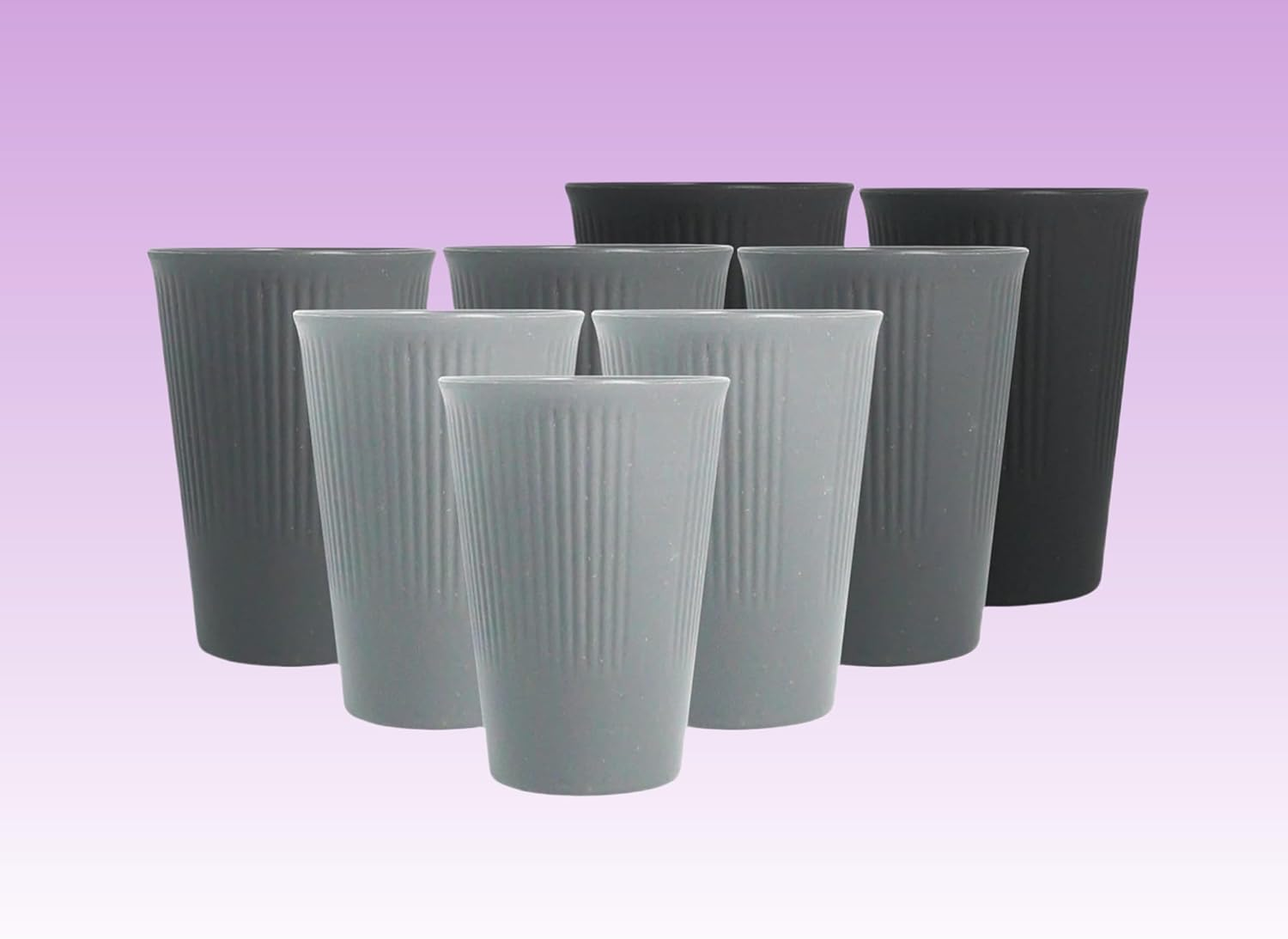 8 Pack Wheat Straw Cups Reusable Drinking Cups, Durable & Lightweight, Perfect for Home, Office, Camping, and Outdoor Use Dishwasher Safe (Black,Gray) - Pink,Green,Blue,Beige image number 7