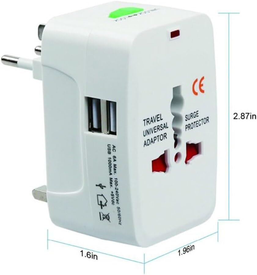 Dual USB Portable Electric Plug, JR Joyreap Power Socket Adapter International Travel Universal Charger Converter EU UK US AU image number 3