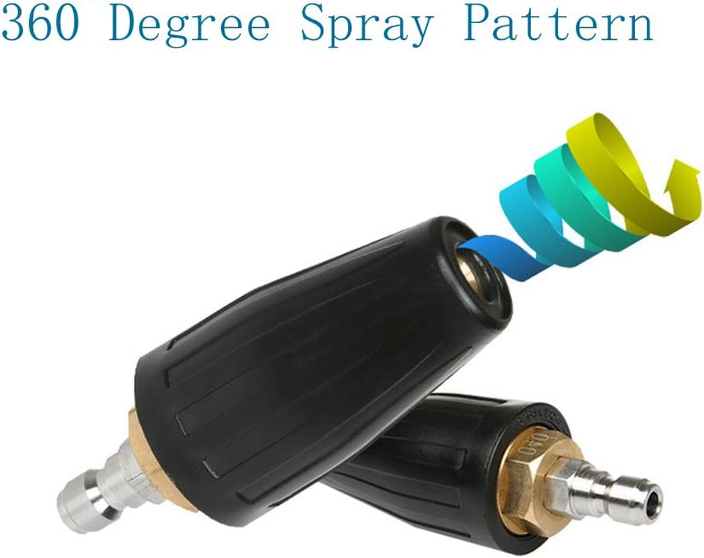 NUZAMAS 2.64GPM (10L/M) Max 3600PSI 360 Degree Rotating Turbo Head Spray Nozzle for High Pressure Washers Cleaner Gun (1/4" Quick Connector) image number 4