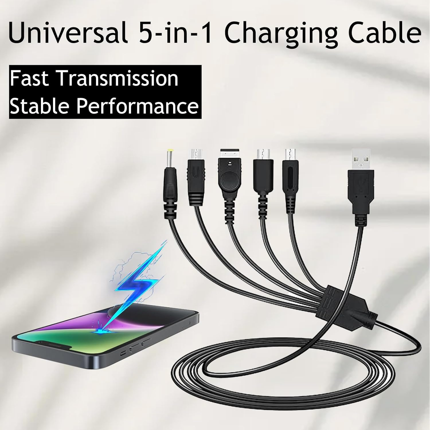 RIBHNXHI 5 in 1 USB Charger Cable Compatible with DS Lite/Wii U/New 3DS(XL/LL), 3DS(XL/LL), 2DS, Dsi(Xl/Ll), NDS/GBA Sp(Gameboy Advance Sp), PSP 1000 2000 3000, Universal Charging Cable Cord image number 4