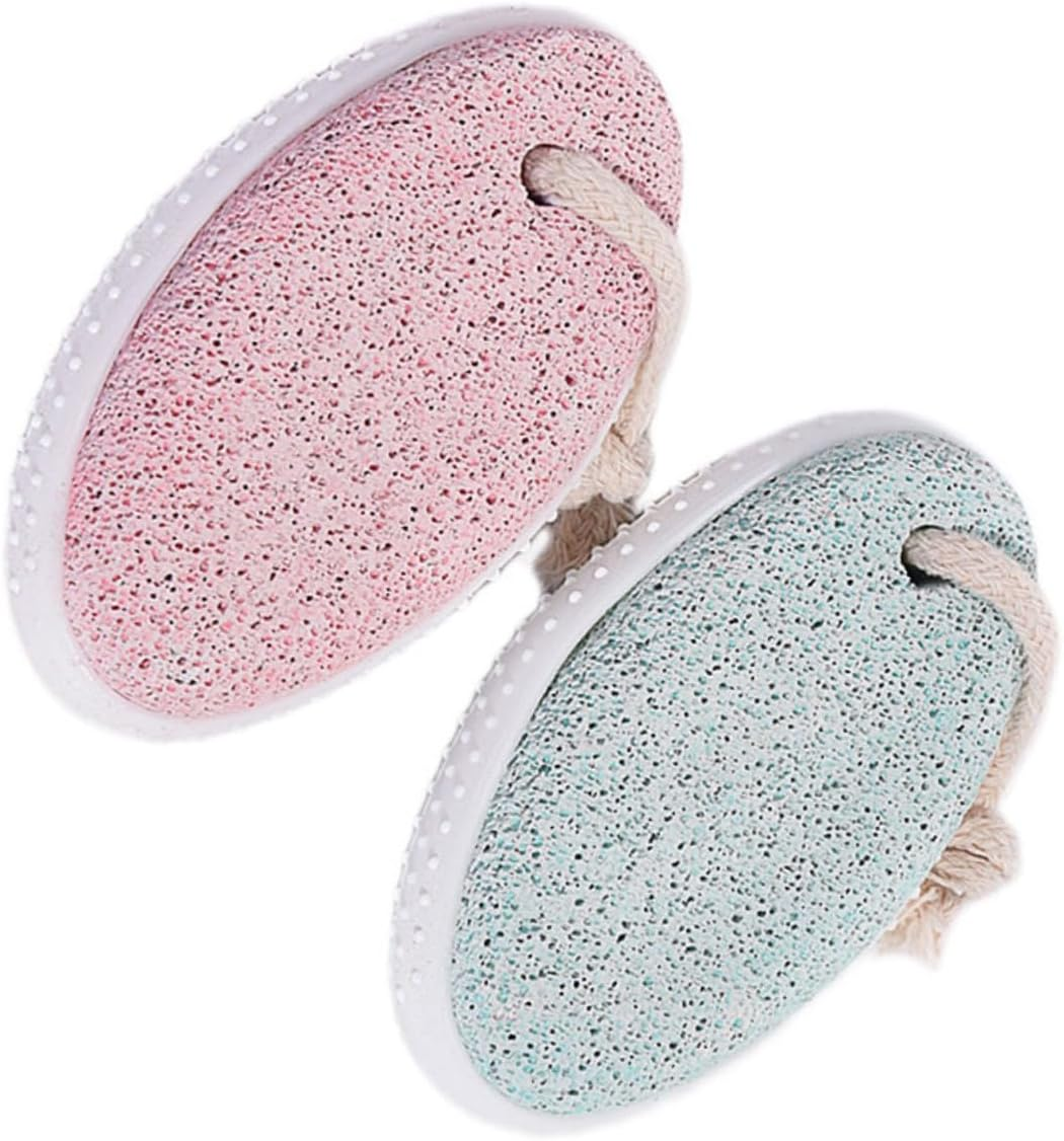 FOYTOKI 2Pcs Foot Pumice Stone Scrubber Natural Foot File for Callus Exfoliation Heel Cleaning Tool for Women Men image number 1