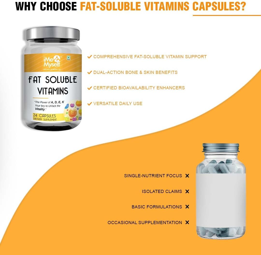 Fat-Soluble Vitamin A, D, E, K Capsules - 24 Count | Dietary Supplement for Wellness