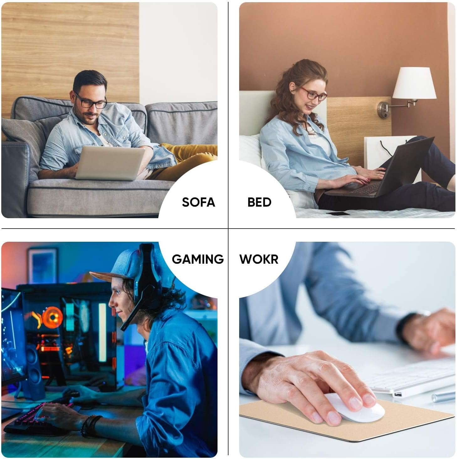 Heatunk 2-Pack Waterproof PVC Leather Mouse Pads - Non-Slip & Thickened for Gaming, Office, and Home-Pink & Grey image number 1