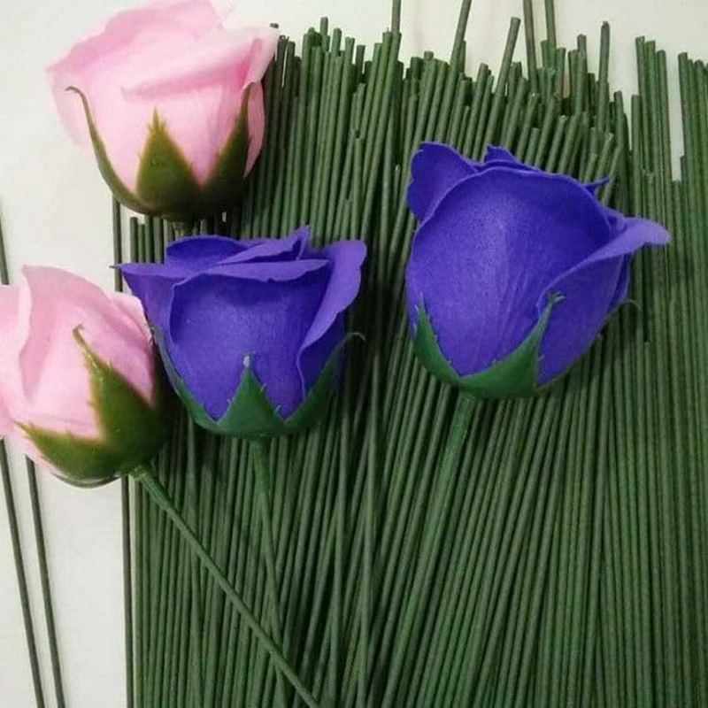 HIGHROCK 100Pcs Floral Wire, 40Cm Floral Stems, Green Flower Wire Wrapped with Paper, for Artificial Flowers, Wreath, DIY Bouquet (3MM) image number 3