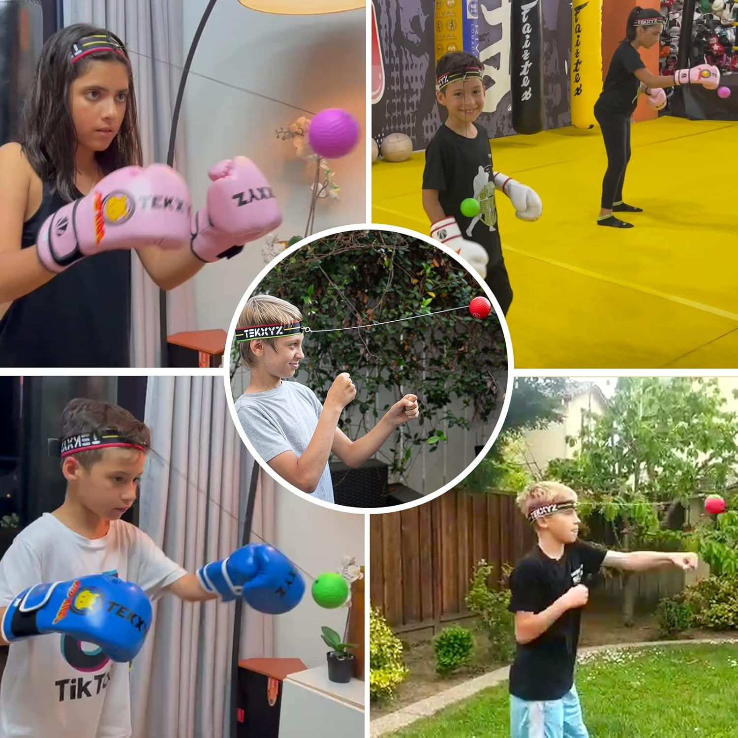 TEKXYZ Boxing Reflex Ball, 2 Difficulty Levels Boxing Ball with Headband, Softer than Tennis Ball, Perfect for Reaction, Agility, Punching Speed, Fight Skill and Hand Eye Coordination Training