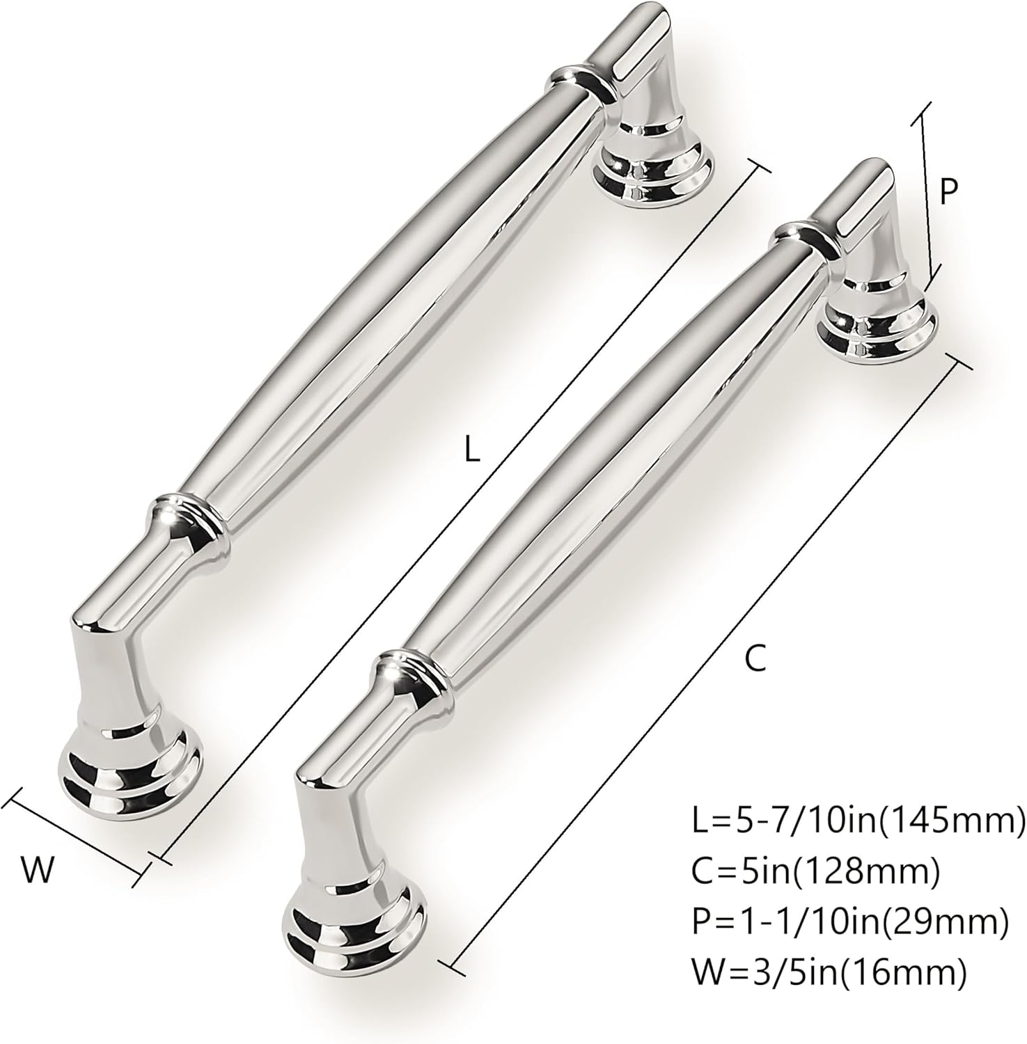 CABDM 10 Pack 5 Inch(128Mm) Polished Nickel Cabinet Pulls Heavy Duty Soild round Cabinet Pulls Kitchen Cabinet Hardware for Cupboard Drawer Handles Dresser Pulls image number 5