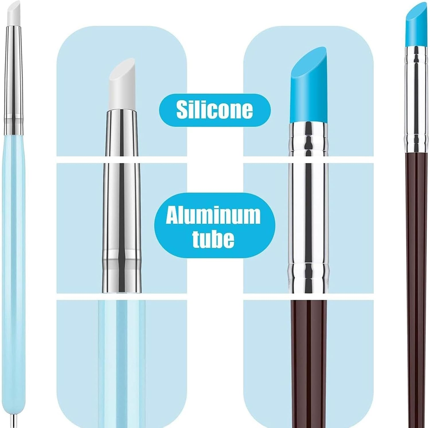 Furtryvl Flexible Clay Sculpture Tools - Silicone Color Shapers Brushes,Soft Handicraft Carving Modeling Pen for Nails, Drawing, Styling Dots