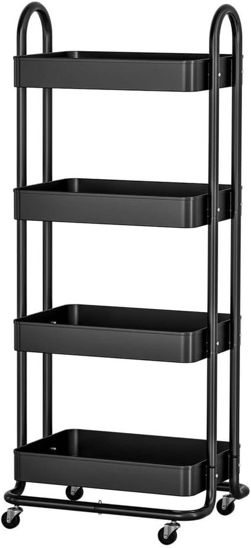 Artiss Storage Trolley Kitchen Cart 4 Tiers Rack Shelf Frame Organiser Black image number 3