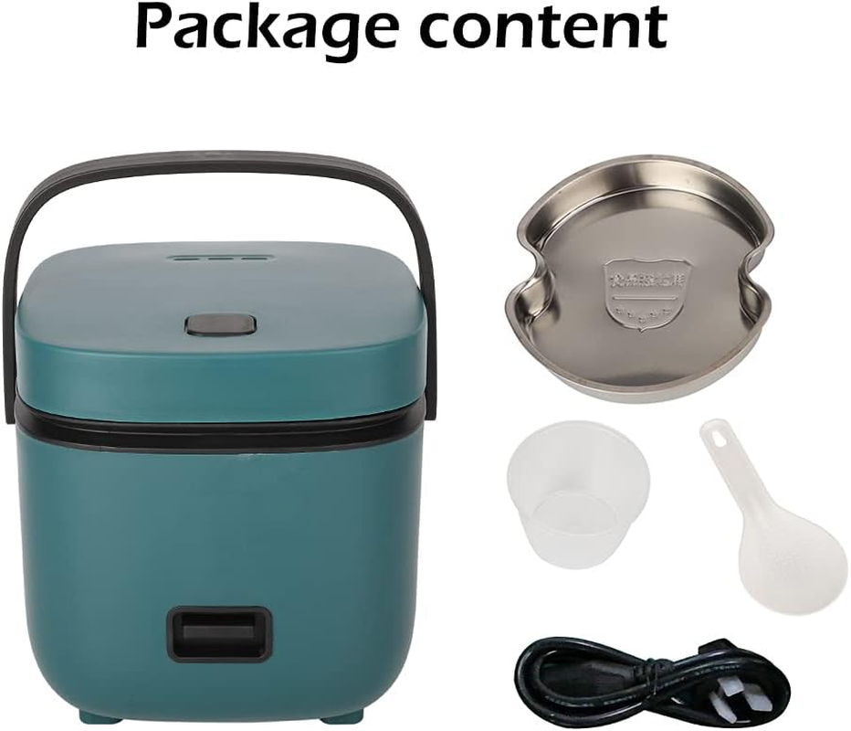 Electric 1.2L Mini Rice Cooker with Removable Nonstick Pot Steaming Dish Rice Spoon and Measuring Cup Keep Warm Function Kitchen Appliances for 1-3 Person, Cooking Soup, Rice, Stews & Oatmea (Green) - Green image number 4