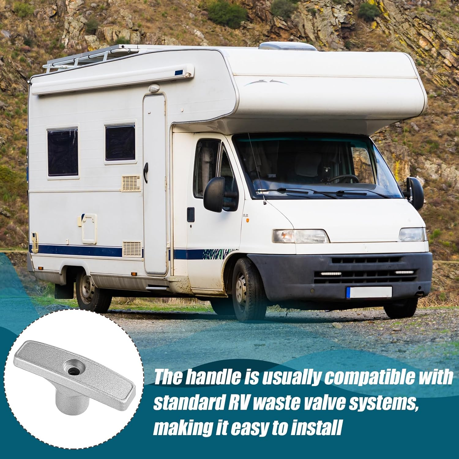 2Pcs RV Waste Valve Handle Replacements, Metal RV Tank Handle Replacement Set with 4 Nuts 2 Screws 2 Gaskets for Camper Sewer Tank Dump Release Valve Extension Rod image number 4