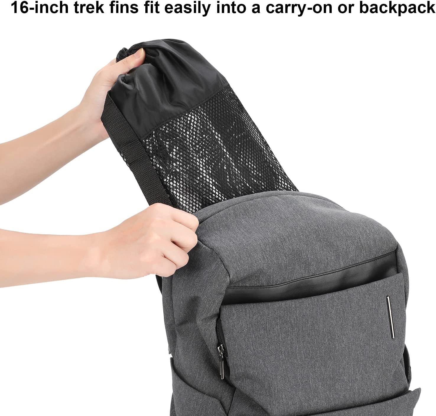 Oumers Snorkel Fins, Travel Size Adjustable Strap Diving Flippers with Mesh Bag and Extra Buckle Connector for Men Women Snorkeling Diving Swimming