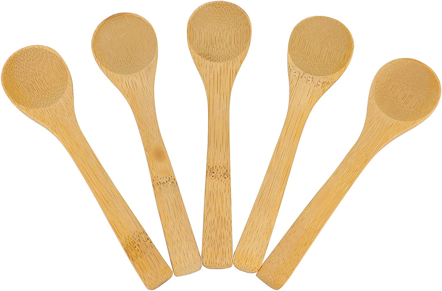 5Pcs Small Wooden Spoons, Mini Bamboo Condiment Salt Spoons Tasting Spoons Honey Teaspoons for Seasoning Coffee Tea Sugar Jam image number 5