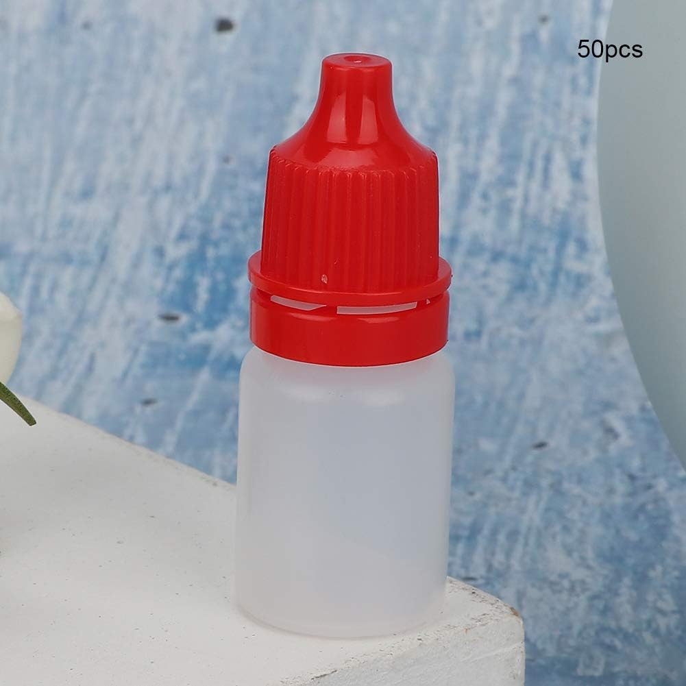 50PCS 5Ml Empty Clear Plastic Squeezable Dropper Bottles Refillable Eye Liquid Dropper Containers for Eye Drops Ear Drops Essential Oils (Red) image number 3
