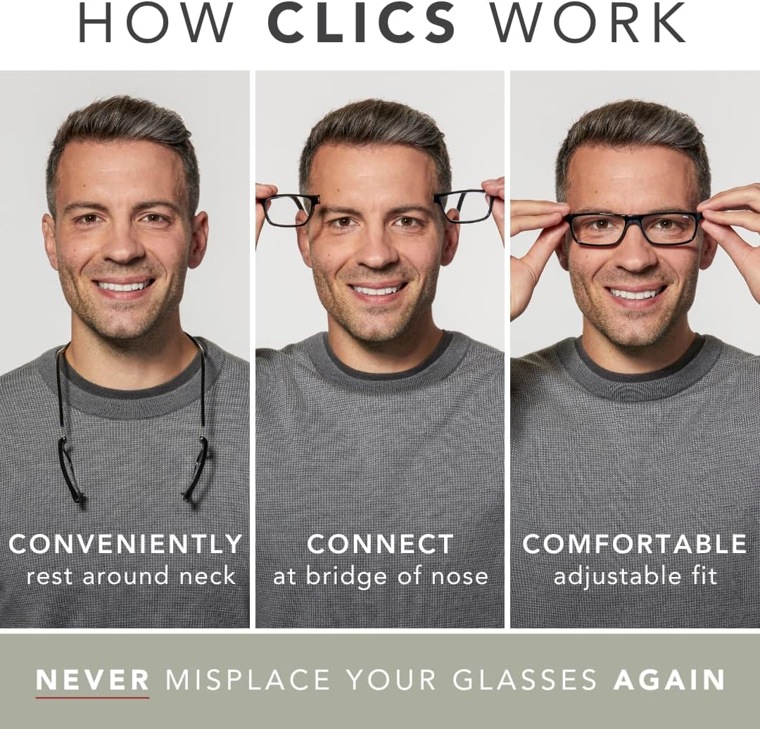 Clic XXL Magnetic Front Connection Reading Glasses - 1.5 X, Blue Jean image number 5