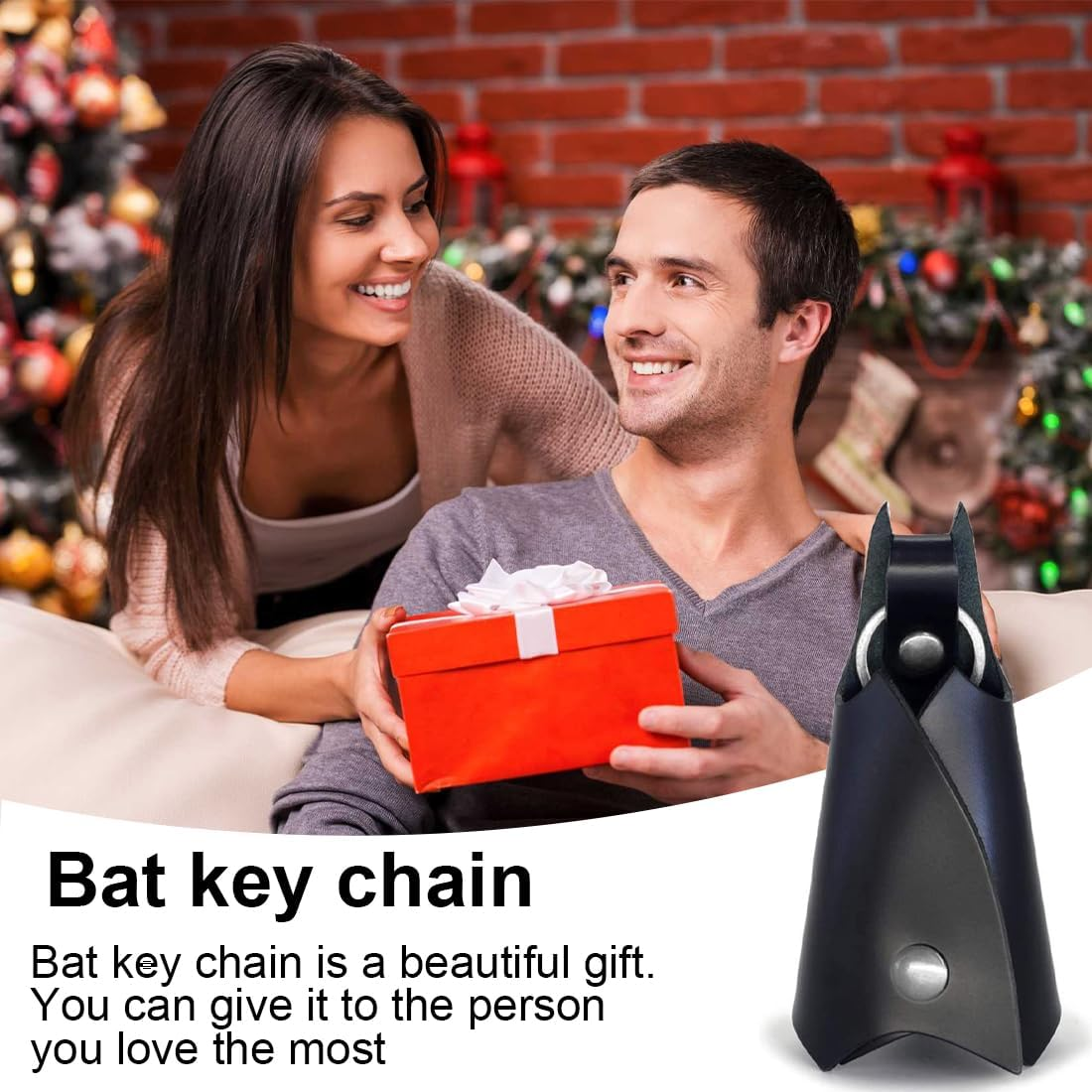 2 Pieces Bat Shaped Car Keychain, Creative Motorcycle Keychain, PU Leather Keychain, Personalized Keychain, Women Man, Key Holder Car Accessories, Black image number 5