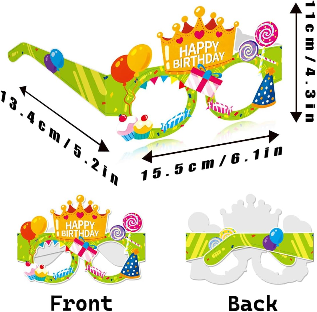 Shalve Happy Birthday Party Glasses 8Pcs Frames Photo Booth Props Kit Colorful Party Supply Decorations Memorable Photos Celebrations Accessories Costume image number 6