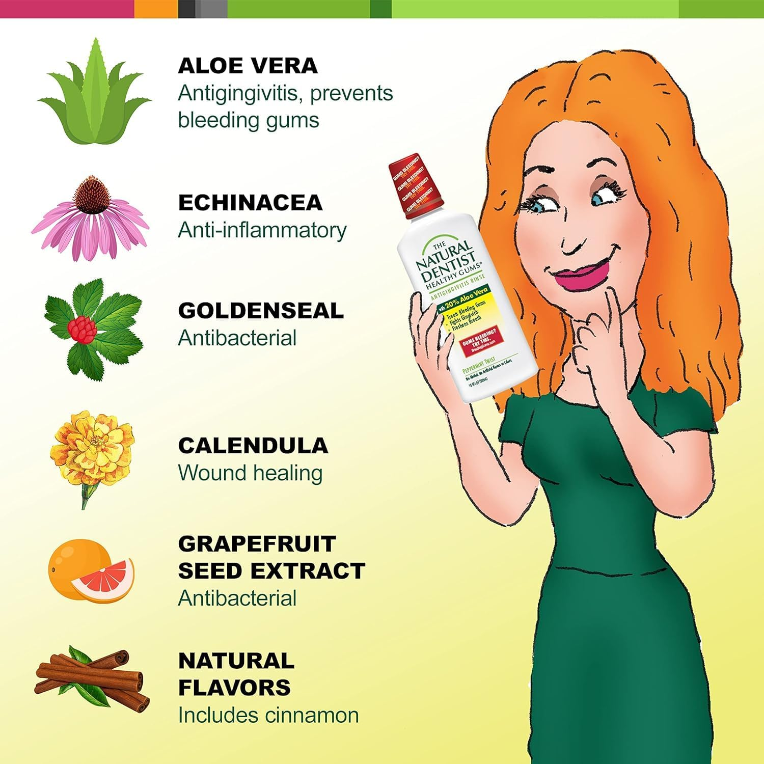 The Natural Dentist Healthy Gums Antigingivitis Mouthwash to Prevent and Treat Bleeding Gums and Fight the Gum Disease Gingivitis - Peppermint Twist Flavor, 16.9 Oz. image number 4