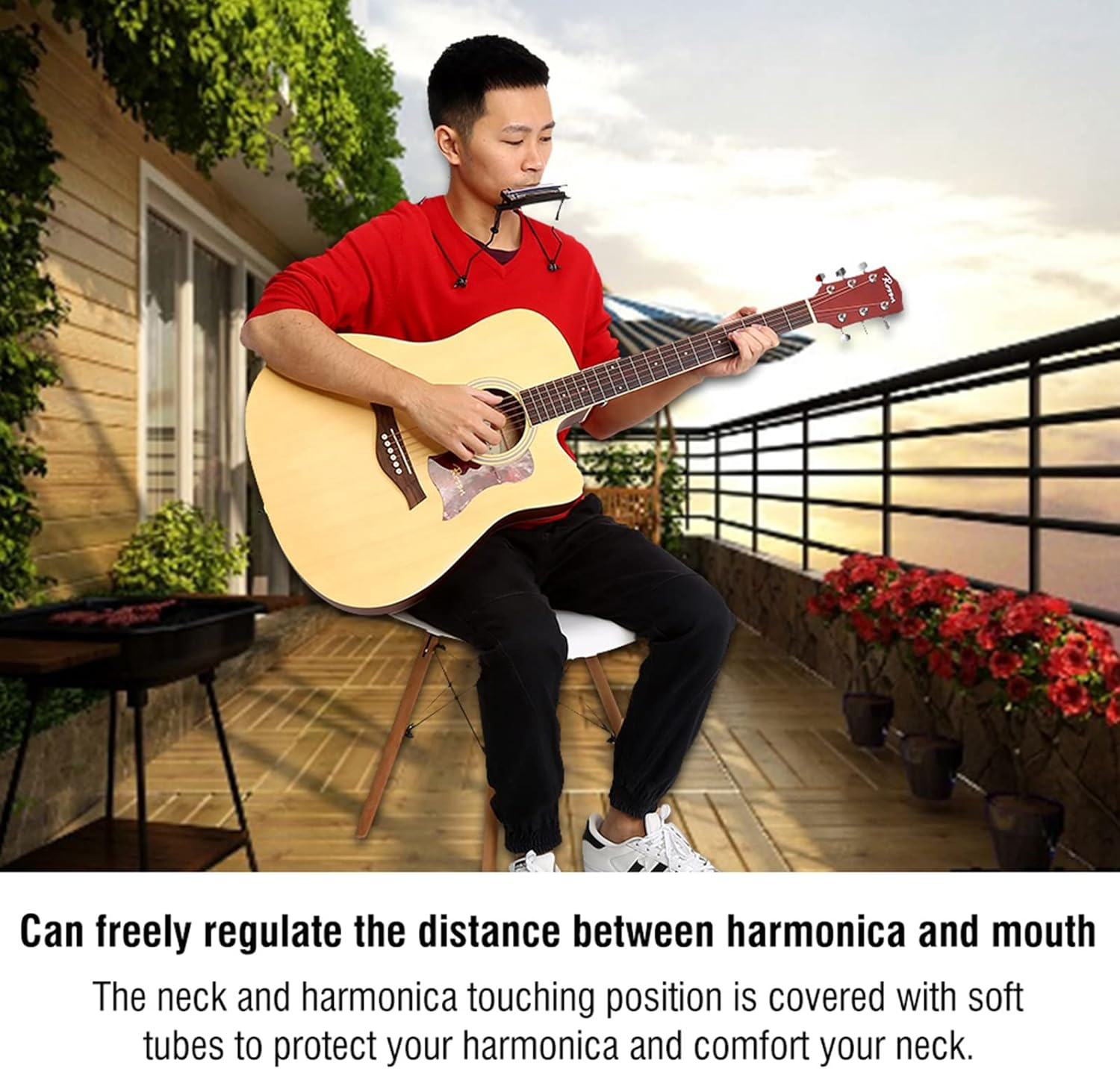 Neck Holder,Harmonicas for Adults Harmonica Set, Adjustable Metal 10 Holes Harmonica Neck Holder Rack Support Accessory for Adults Music Enthusiast image number 2