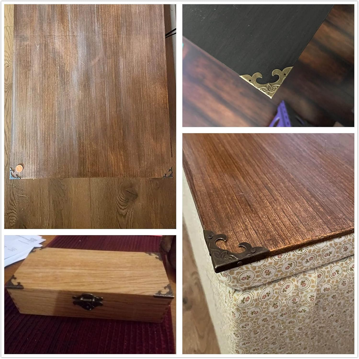 Dophee 20Pcs Antique Brass Box Corner Protectors, Vintage Decorative Corner Brackets Guards for Jewelry Box Wooden Case Chest Table Desk Photo Frame, 1.18"X1.18"X0.18" image number 6