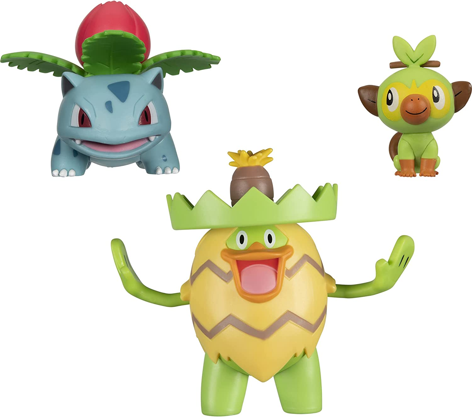 Pok&eacute;mon Battle Figure, Grass-Type Theme with 3 Pack Ludicolo, Ivysaur, Grookey - 4.5-Inch Ludicolo Figure, 3-Inch Ivysaur Figure, 2-Inch Grookey - Toys for Kids Fans, PKW2551 image number 5