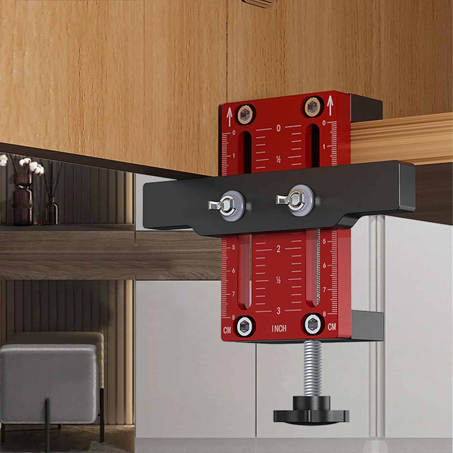 Cabinet Door Installation Positioner, Mounting Jig for Installing Cabinet Doors, Adjustable Aluminium Alloy Cabinet Door Positioning Tool, for Most Cabinet Doors image number 3
