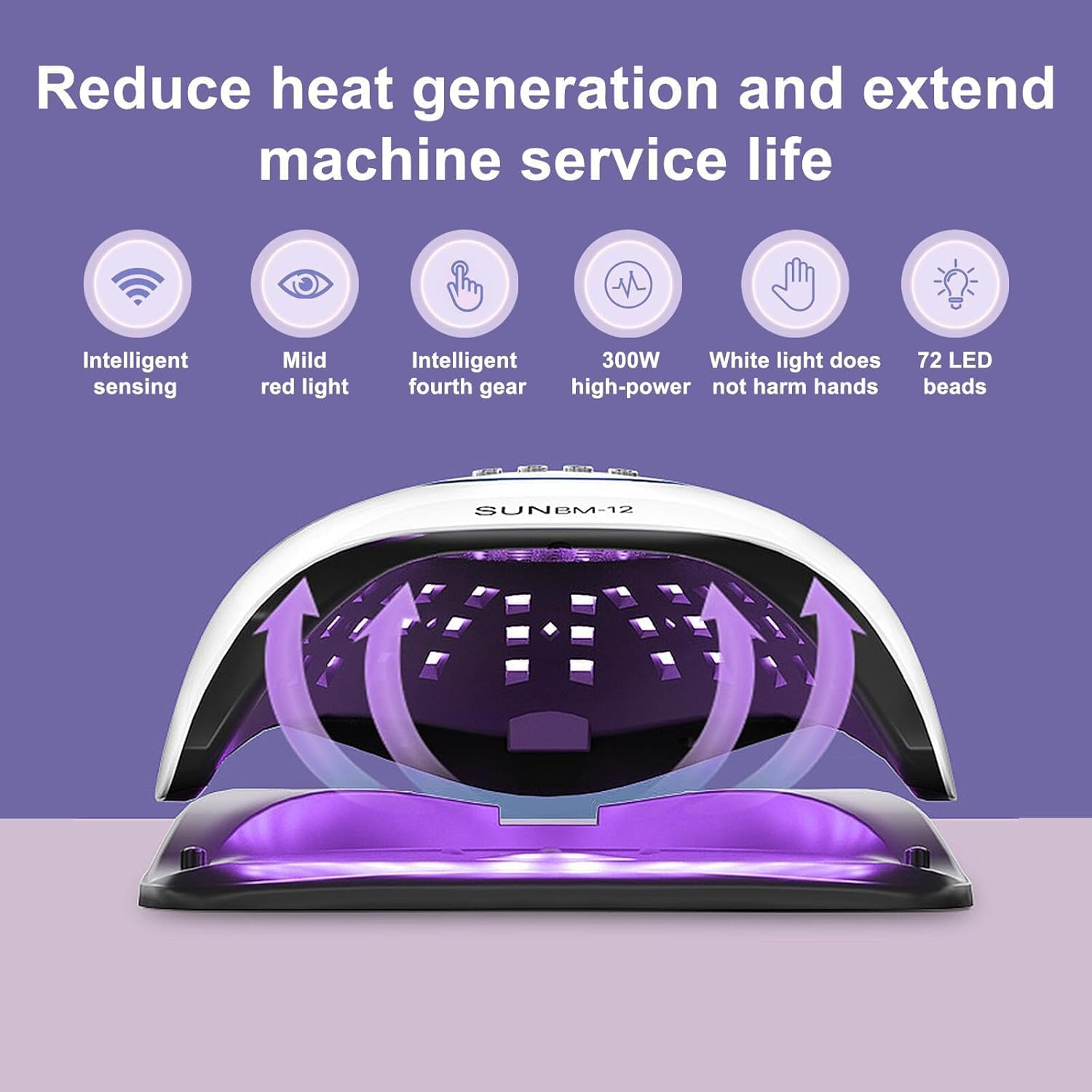 YVXUN 300W UV Nail Lamps for Gel Nails LED Polish Dryer with Phone Holder 72 Beads Nail Curing Lamp with LCD Display Auto Sensor 4 Timer Setting Detachable Nail Dryer for Beginners Home Salon Use image number 5