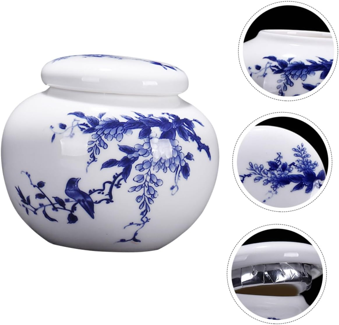 NAMOARLY Chinese Style Ceramic Storage Jars Airtight Tea Canister for Home Supplies Small and White Porcelain Container for Tea and Cream Storage image number 1