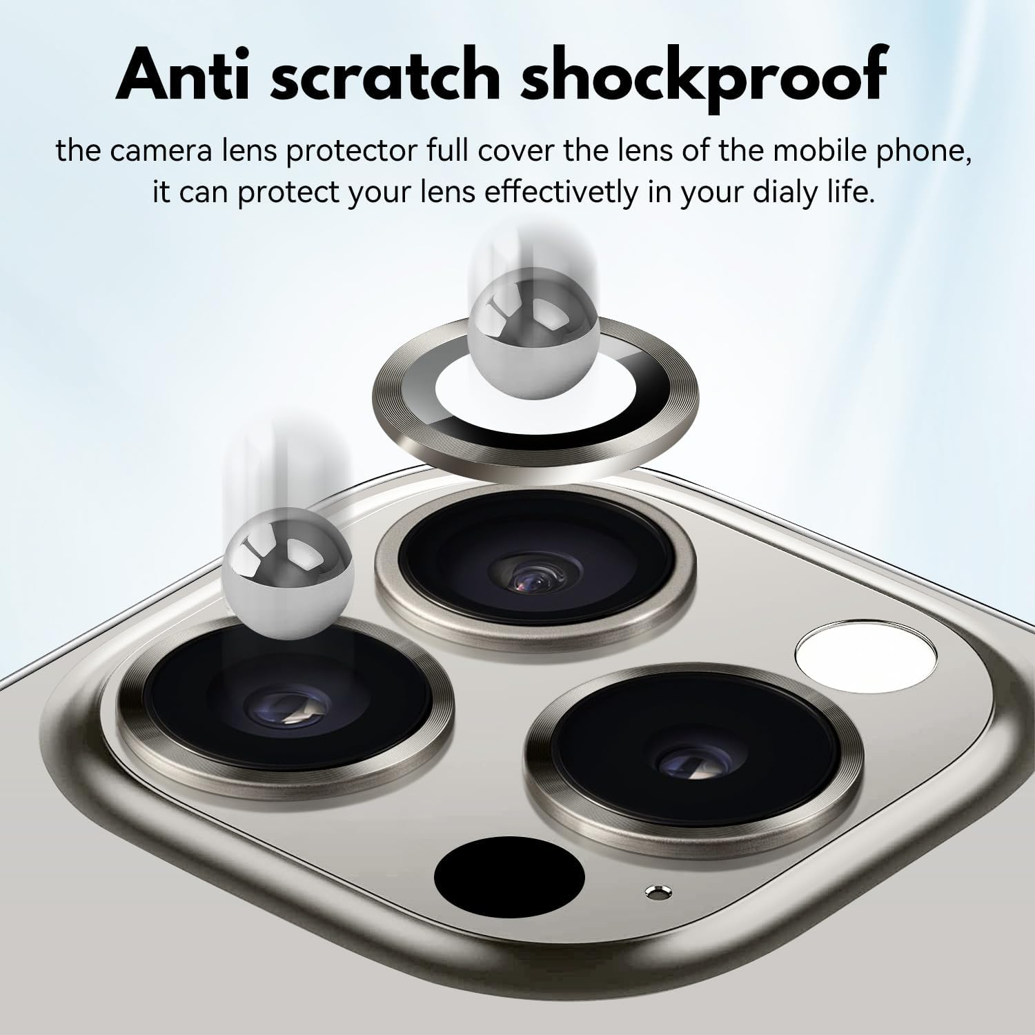 [4 Pieces] T Tersely Camera Lens Protector for Iphone 16 Pro/Iphone 16 Pro Max 2024, 9H Transparent Camera Tempered Glass Protective Cover - Desert Titanium - Glitter Black image number 3