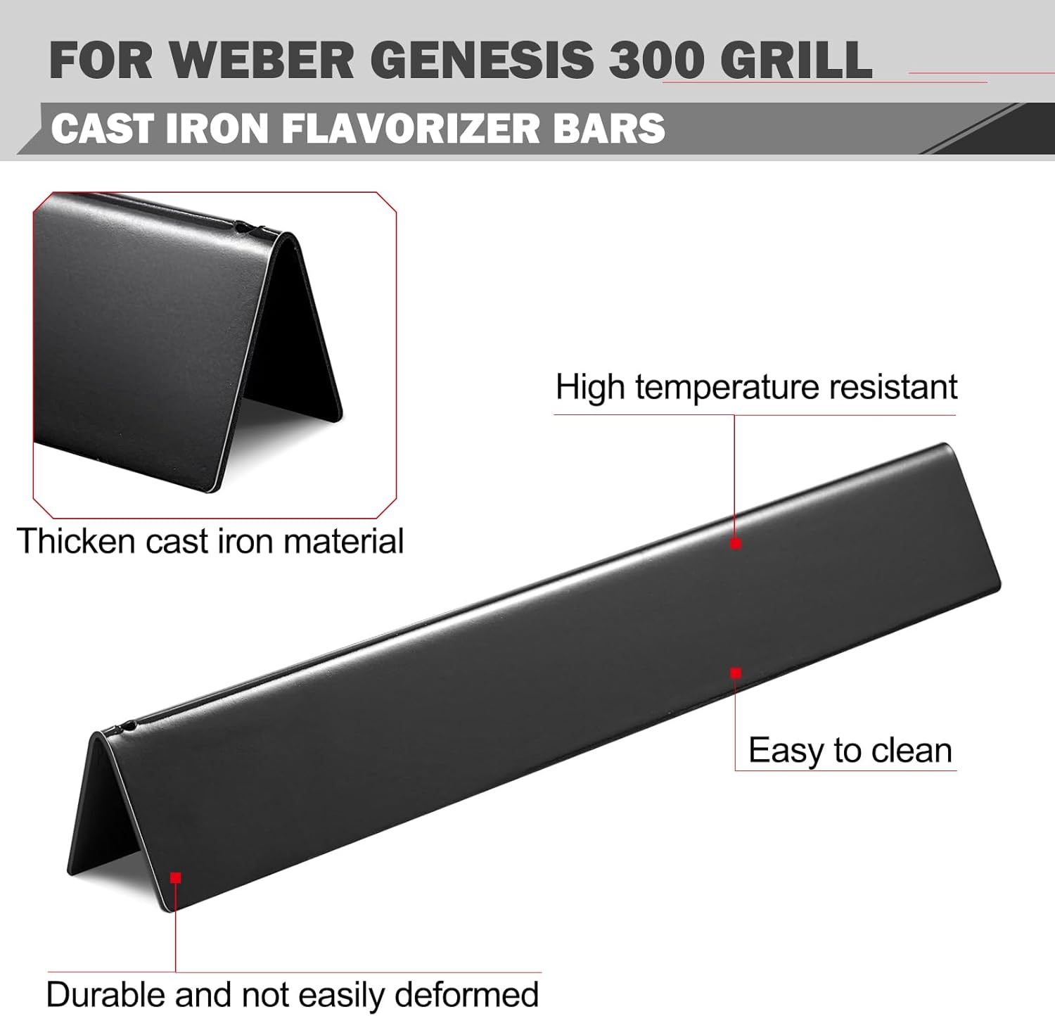 Genesis E310 Grill Replacement Parts Flavorizer Bars Heat Deflector for Weber Genesis E330 S330 S310 Grill Replacement Parts Weber Genesis 300 Series Grill Parts 7620 7621 65505 62756 Heat Deflector image number 5