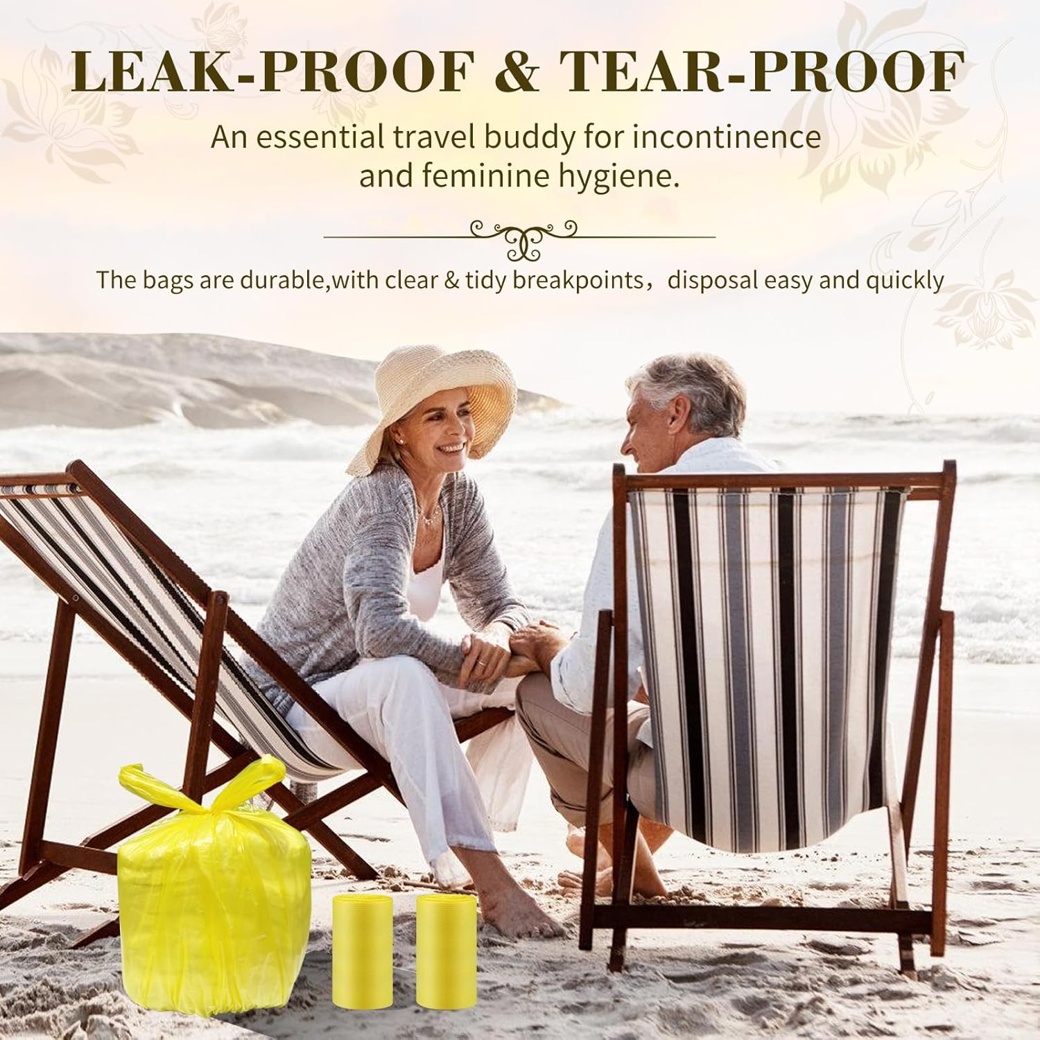 Large Adult Diaper Disposal Bags (18 X 23In), 96 Count, Lemon Scented, Discreet Waste Disposal for Elderly, Baby Dipaer Trash Bags, Sanitary Prouducts & Pet Waste Disposal, Yellow - Yellow image number 5