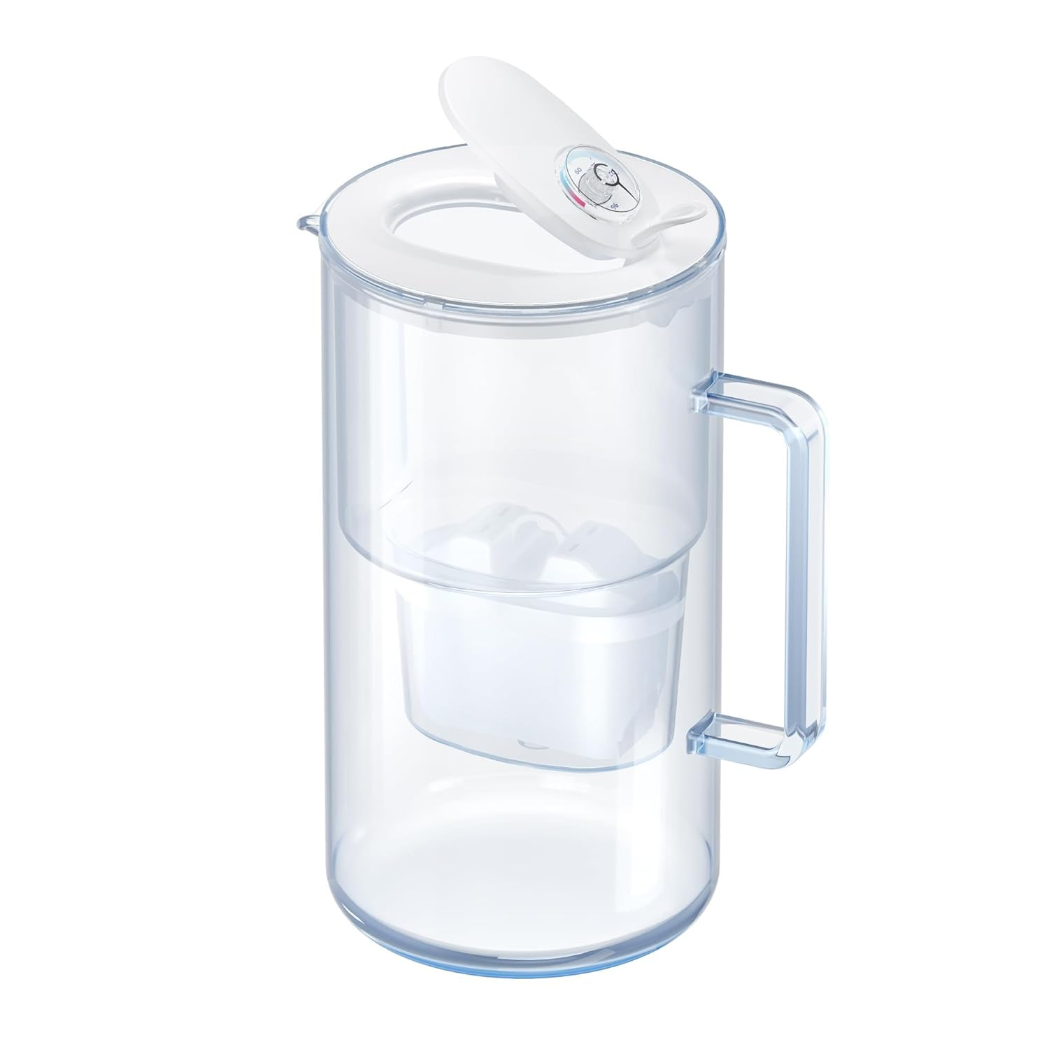 AQUAPHOR Glass White Water Filter Jug - Take to Table Premium Glass Design Jug with Easy-Fill Flip-Open Lid, 2.5L Capacity, 1 X MAXFOR+ Filter Included, Reduces Limescale, Chlorine & Microplastics. image number 6