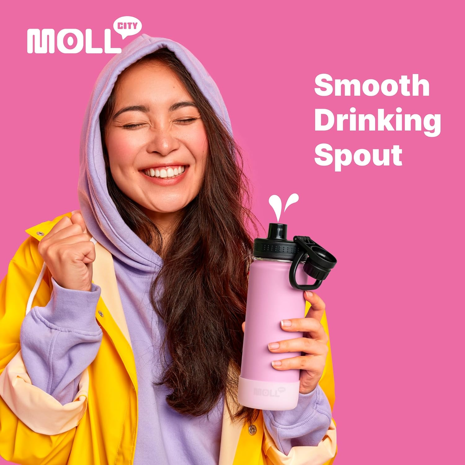 Mollcity 530ML Insulated Water Bottle-Stainless Steel Vacuum Wide Mouth Sports Water Flask with Silicone Boot-Reusable Metal Leak Proof Travel Water Bottle for Girls Boys(Grass Green) image number 1