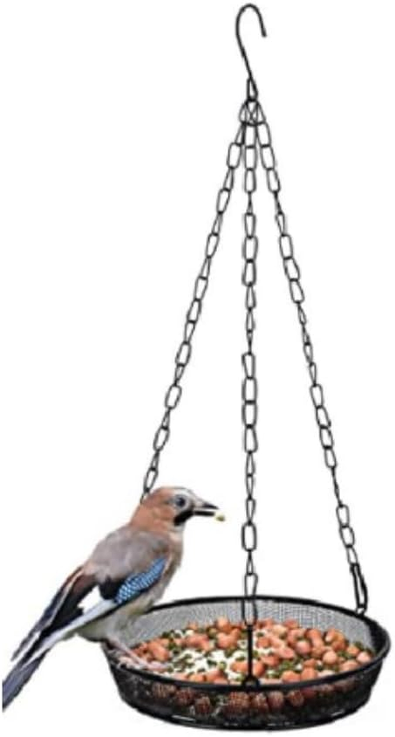 Hanging Bird Feeder Tray, Hanging Seed Tray, Bird Feeders for Attracting Birds, Outdoor Seed Bird Feeder Platform with 3 Chains and S-Shaped Hook for Wild Bird Seed Feeding
