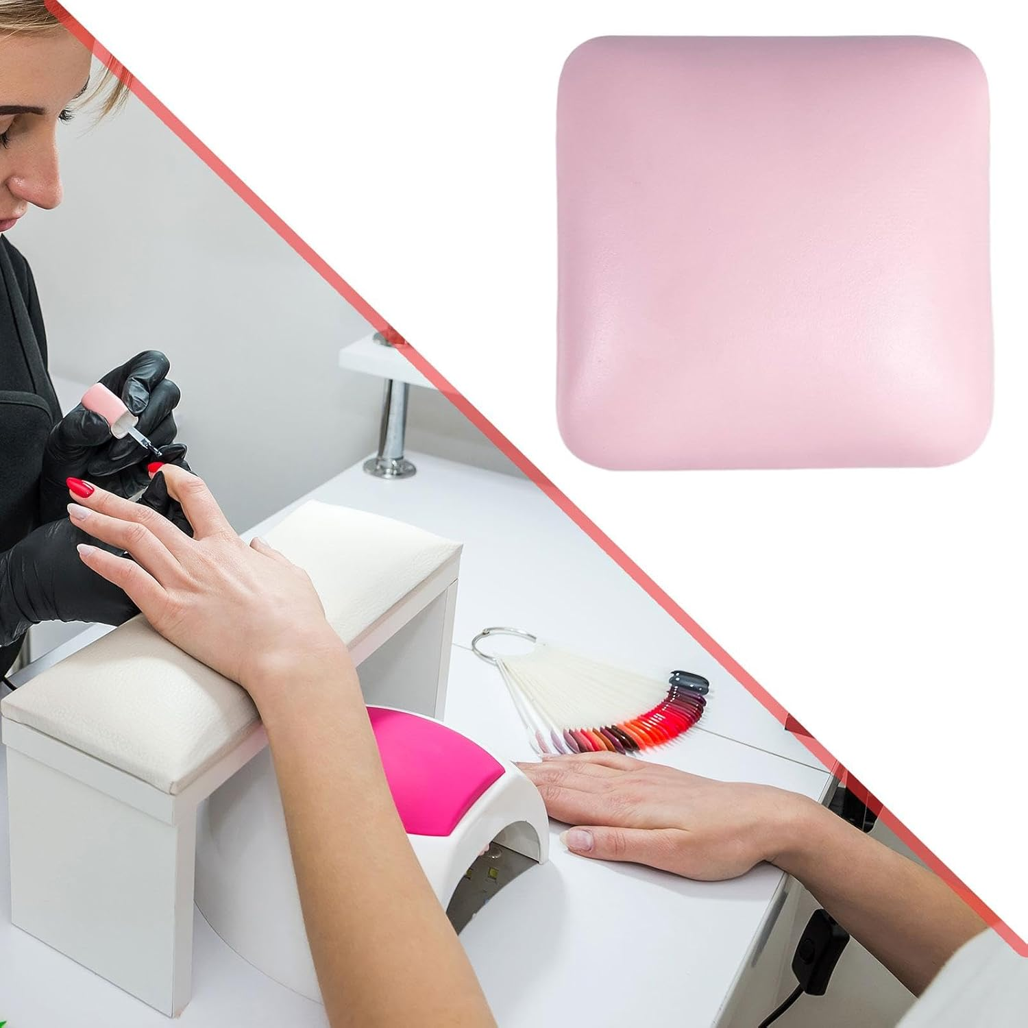 TENOL Nail Elbow Rest Elbow Pad Cushion,Table Desk Station Professional,Microfiber Leather Elbow Hand Rest for Home DIY Manicure, Pink - Marble Pattern image number 5