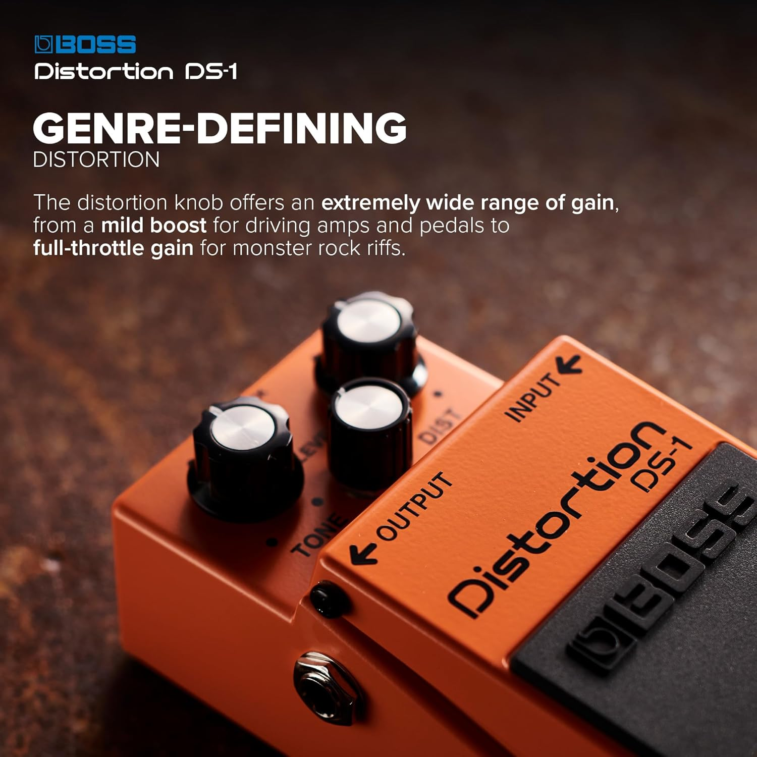BOSS DS-1 Distortion Pedal, Classic Tones for All Types of Music, the Benchmark in Guitar Distortion, Orange image number 5