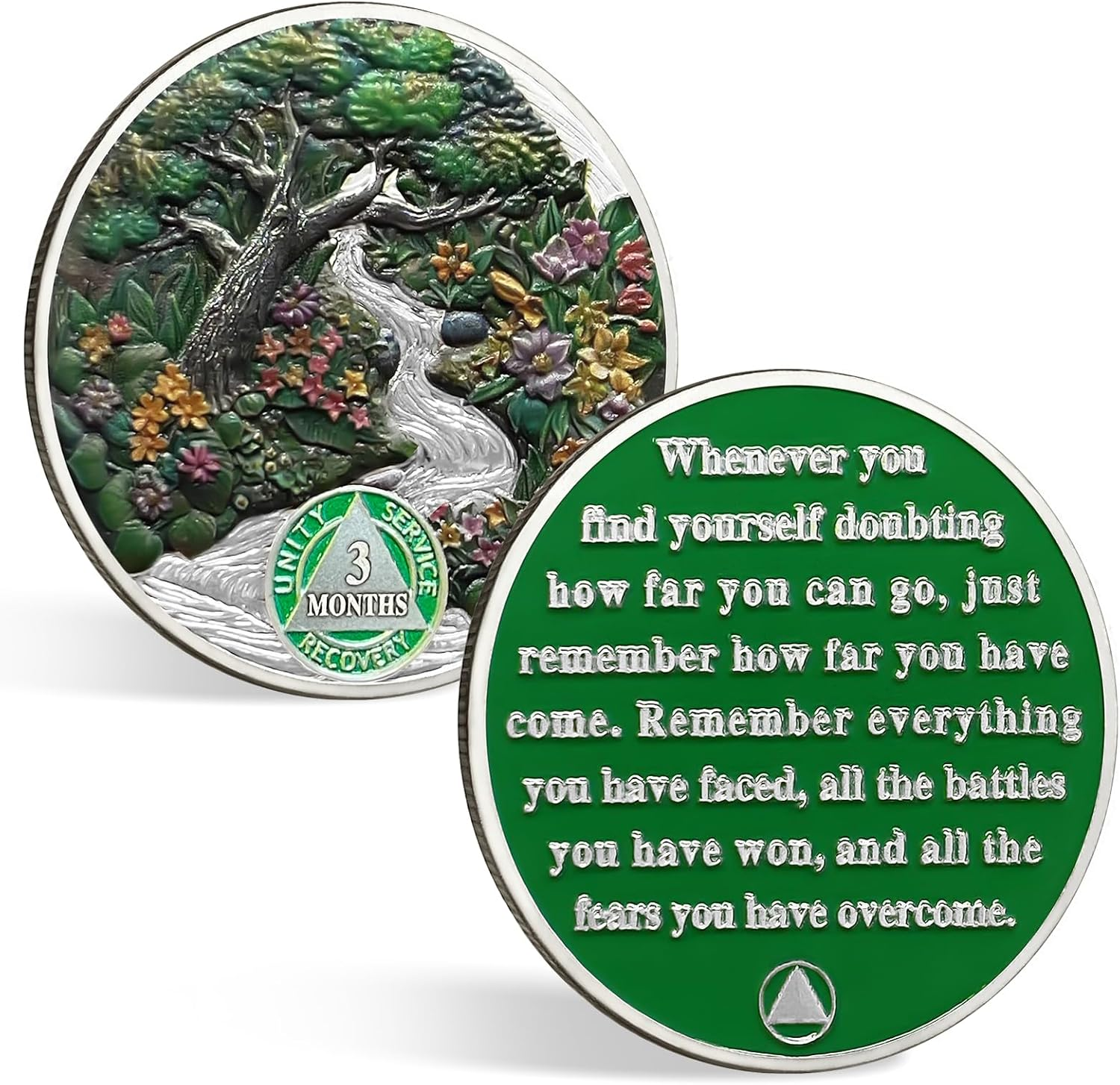 CHURYUML 3 Month Sobriety Coin 90 Day Sobriety Chip Three Month AA Coins Recovery Medallions Sobriety Gifts for Men Women Sober Token Alcoholics Anonymous Gift with Capsule, Display & Card image number 3