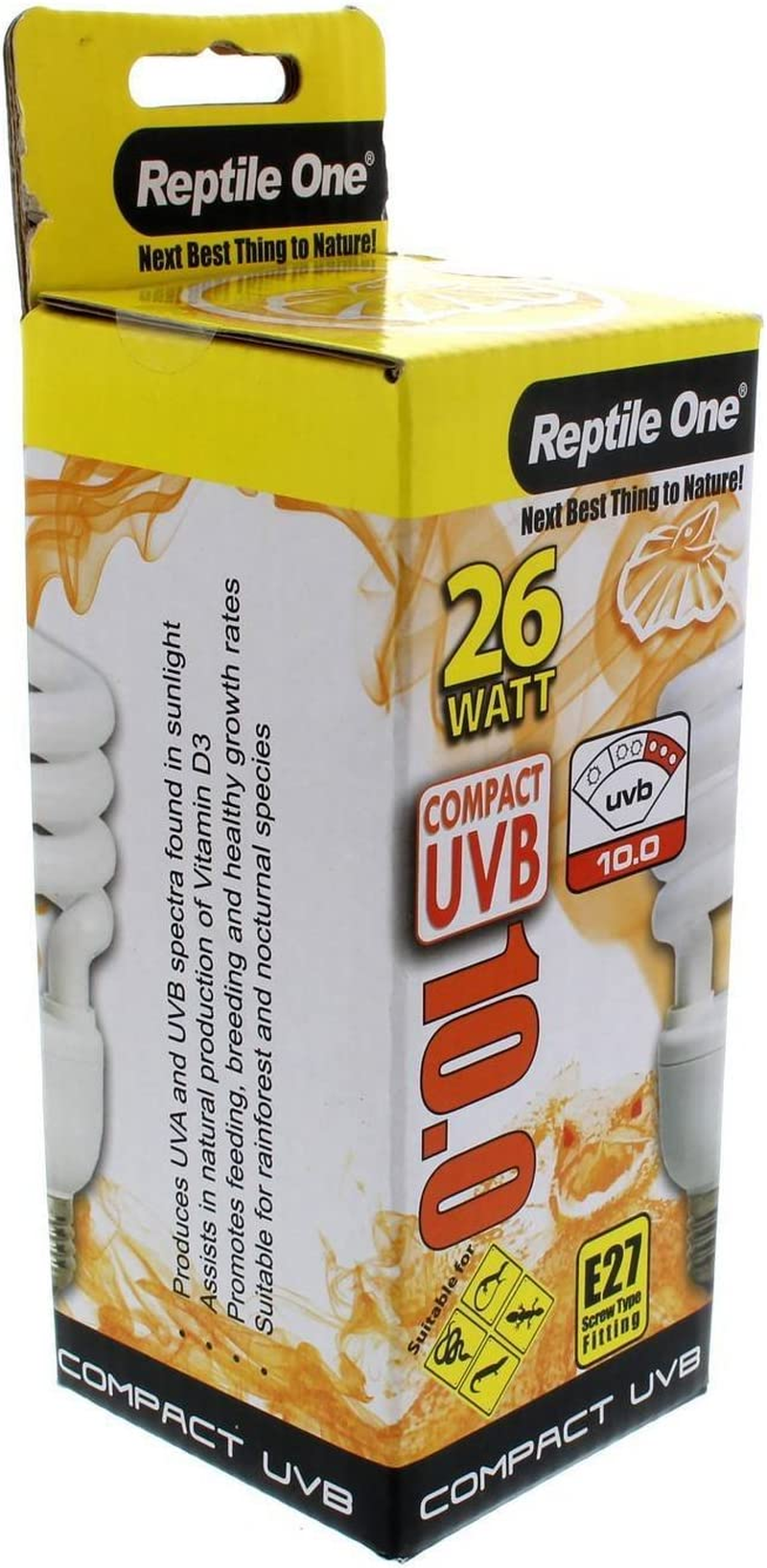 Reptile Compact UVB Globe 26W UVB 10.0 E27 Fitting Stimulates Activity Appetite image number 1