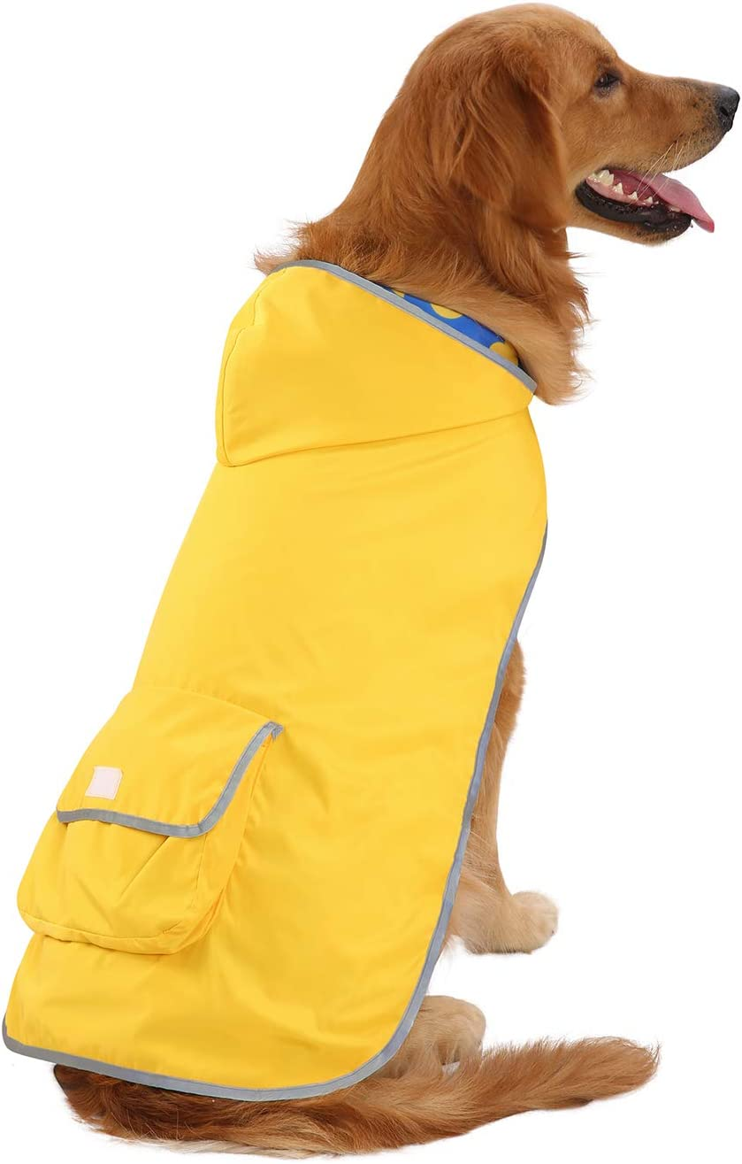 HDE Reversible Dog Raincoat Hooded Slicker Poncho Rain Coat Jacket for Small Medium Large Dogs Ducks Yellow - XXL image number 3