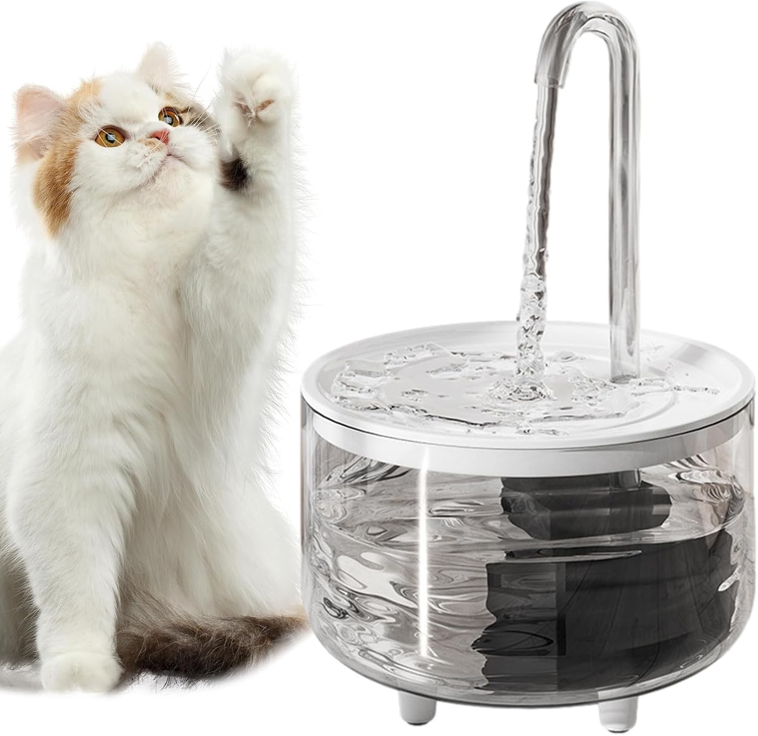 Water Fountains for Cats Indoor - USB Battery Operated Cat Drinking Fountain 1L | Automatic Pet Fountain with Circulation Filtration, Cat Water Feeder Supplies for Indoor Cats Pochy
