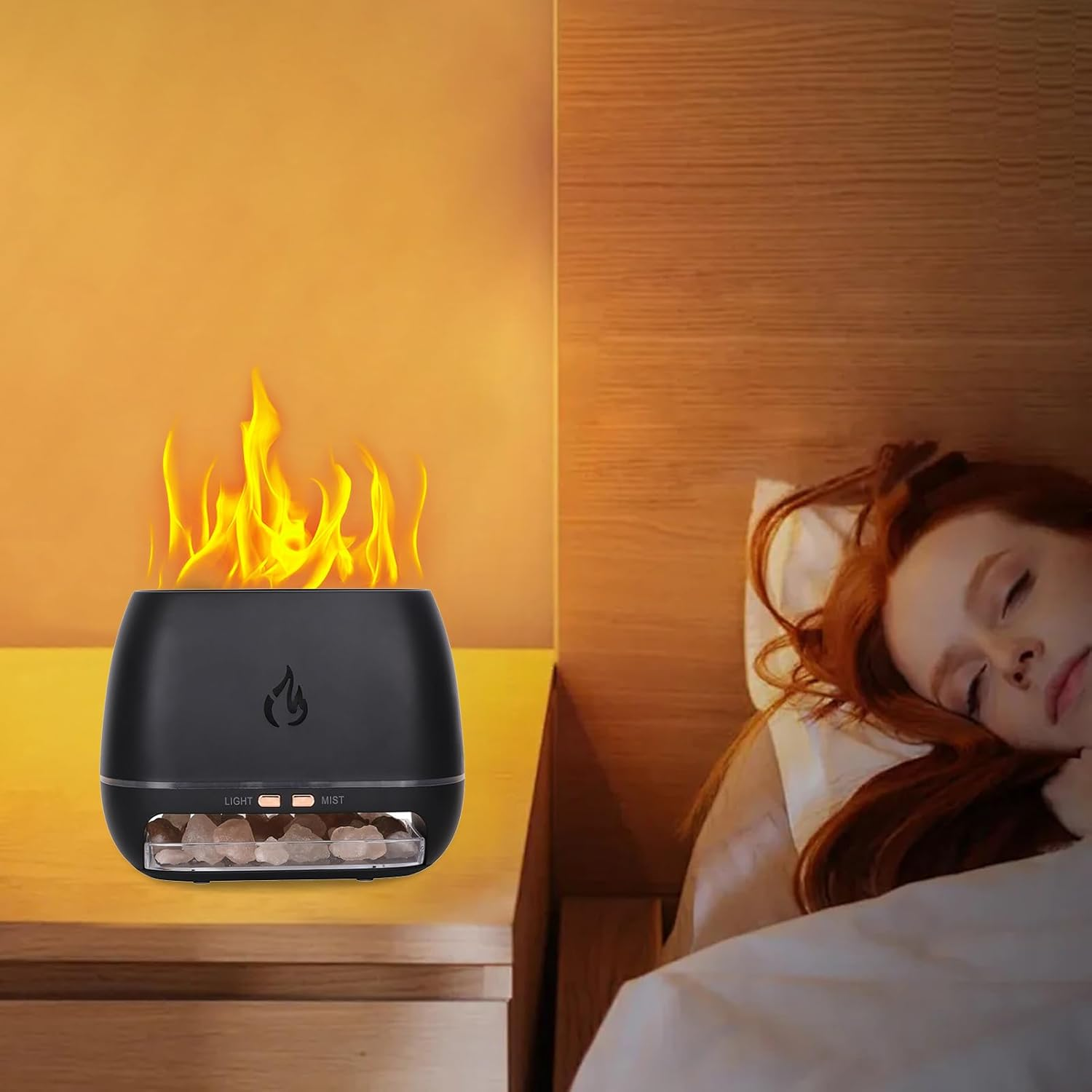 Ultrasonic Aromatherapy Diffusers | Essential Oil Diffuser with Salt Rock Base &ndash; Humidifier with 7 Colours Lights for Bedroom Bathroom Living Room Office Car Yoga Meditation - Yellow image number 3